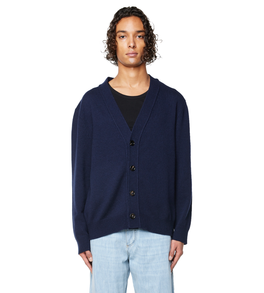 Intrecciato Cashmere Cardigan Blue