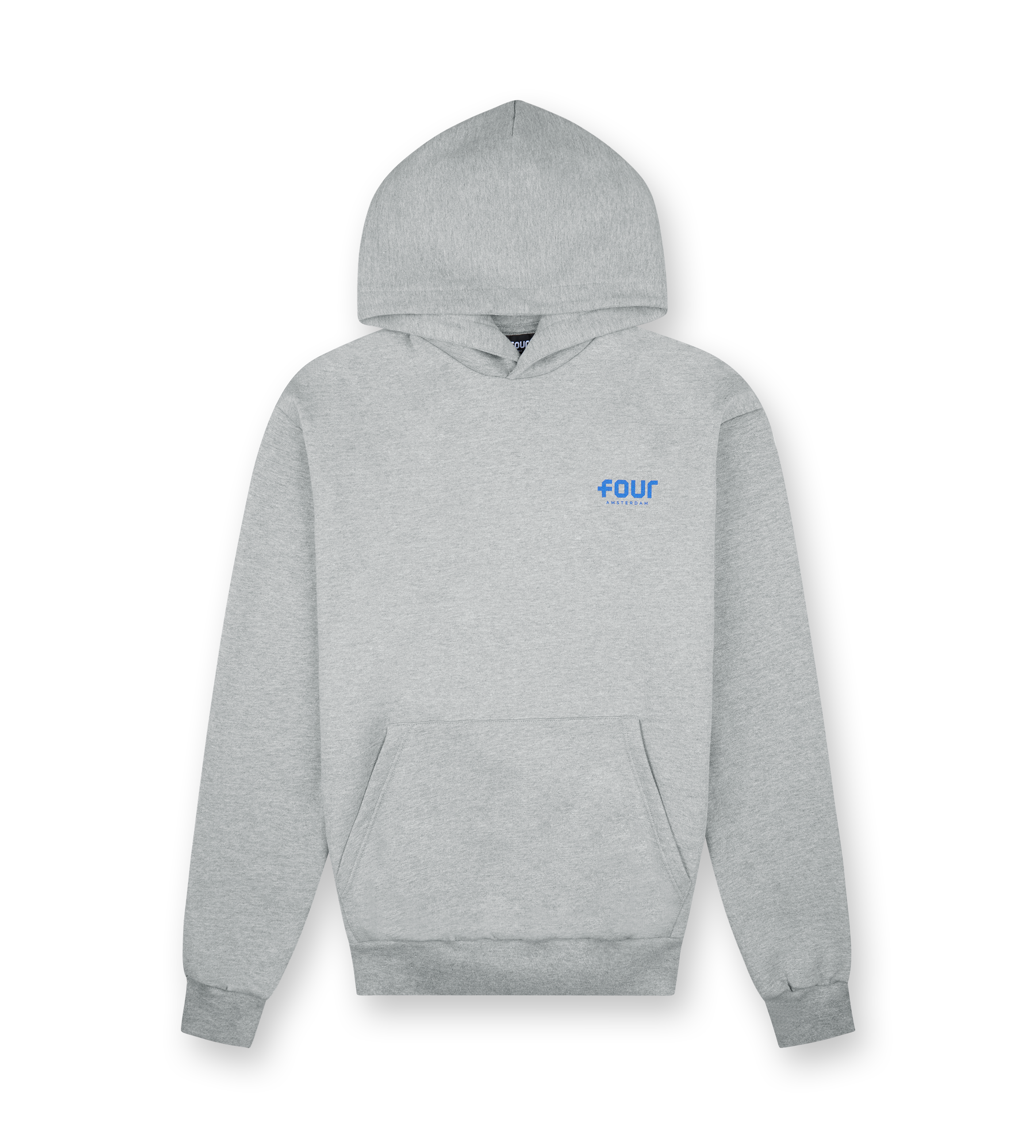 Blue Logo Hoodie Grey Melange