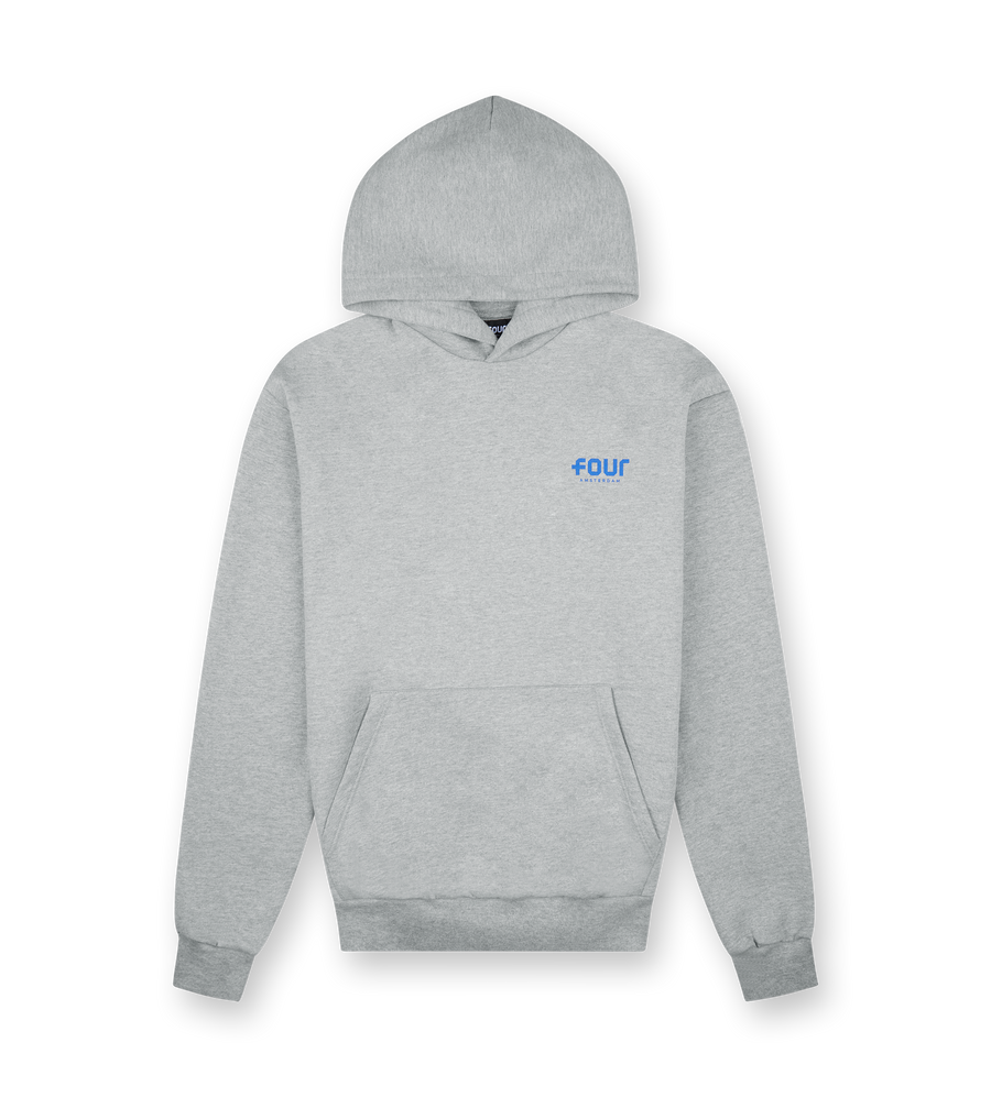 Blue Logo Hoodie Grey Melange