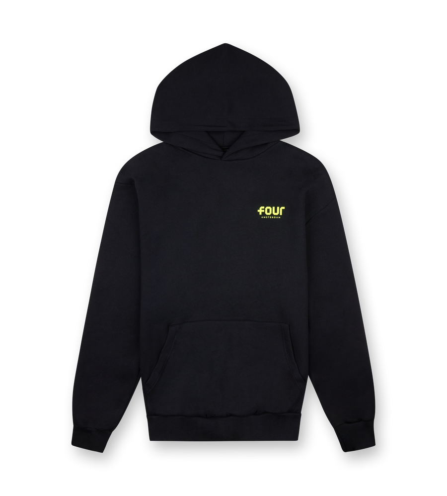 Neon Yellow Logo Hoodie Black