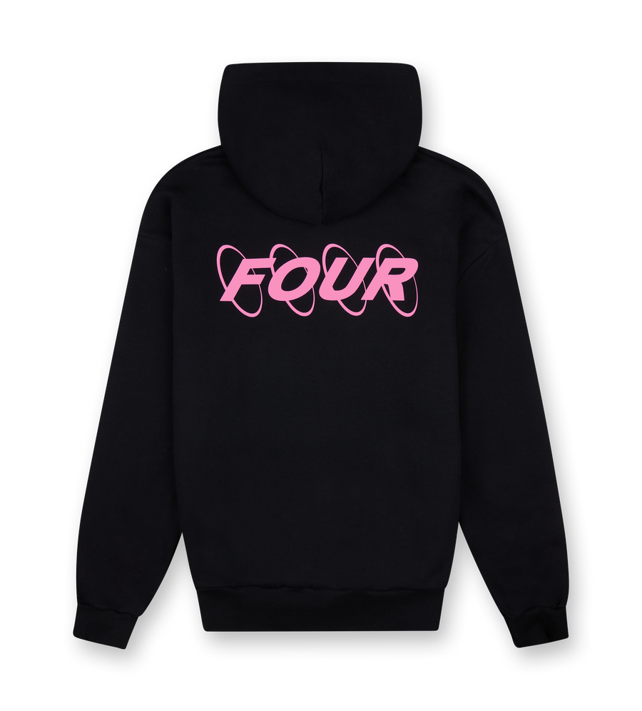 Pink Circles Logo Hoodie Black