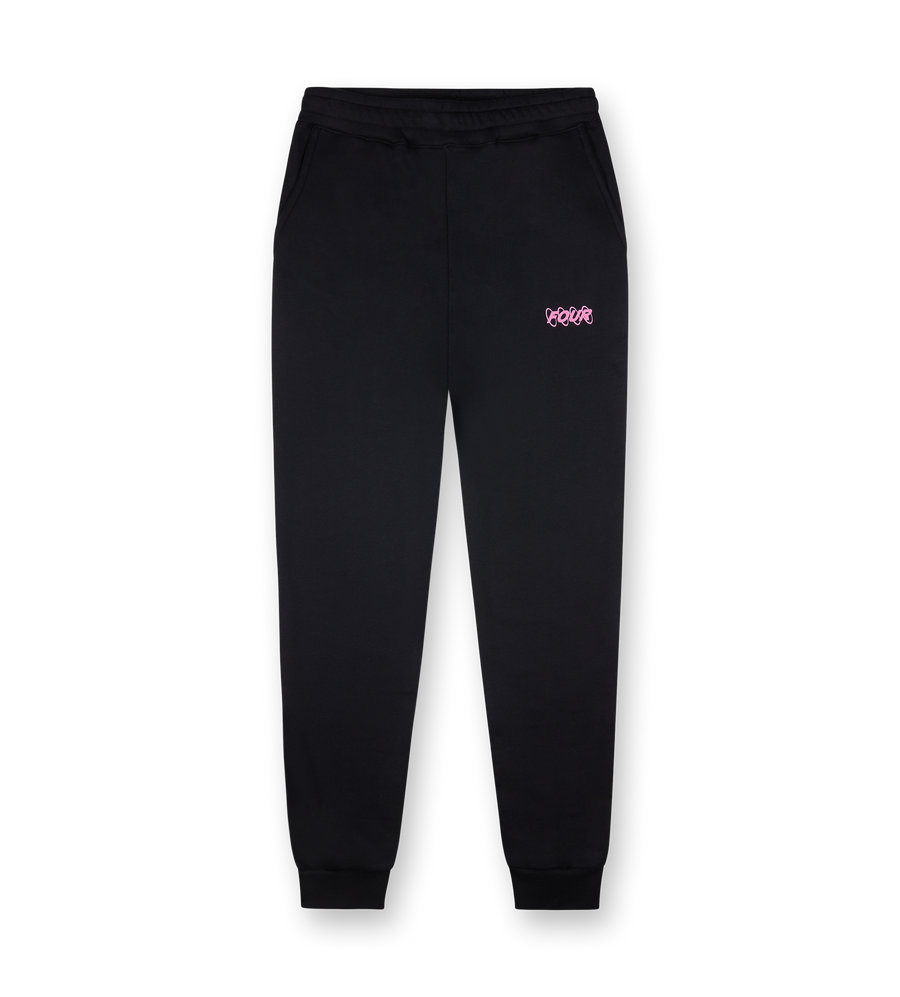 Pink Circles Logo Sweatpants Black