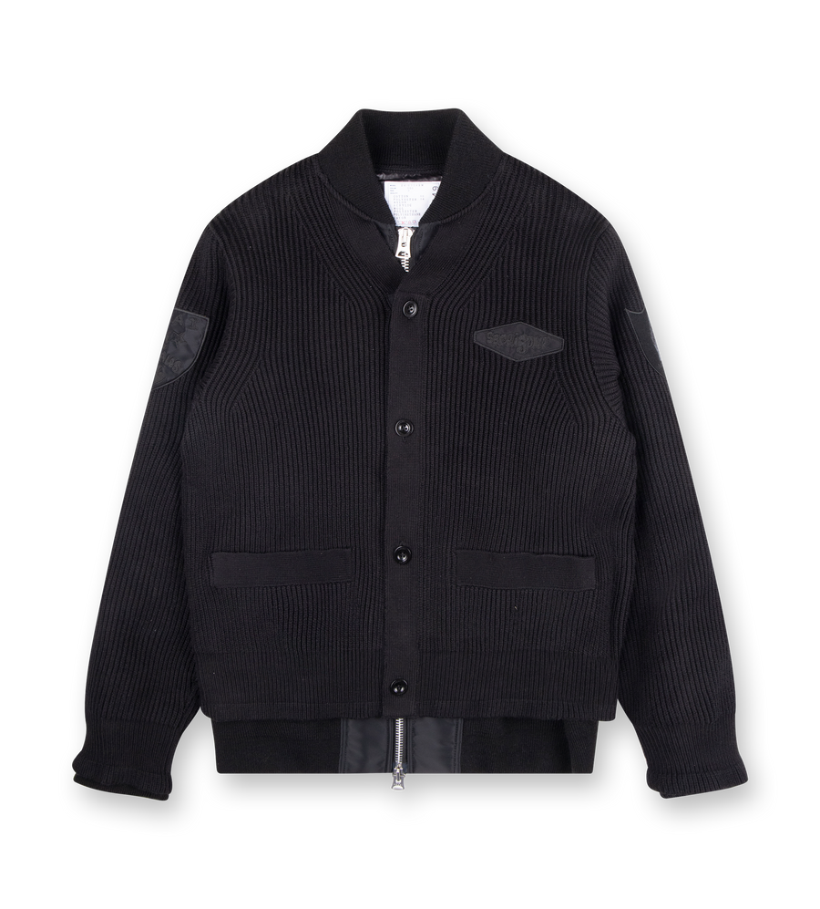 Multi Patch Knit Cardigan Black