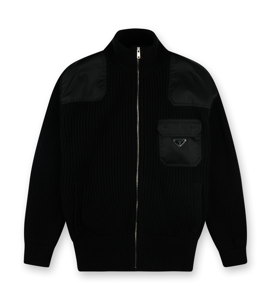 Wool Re-Nylon Cardigan Black