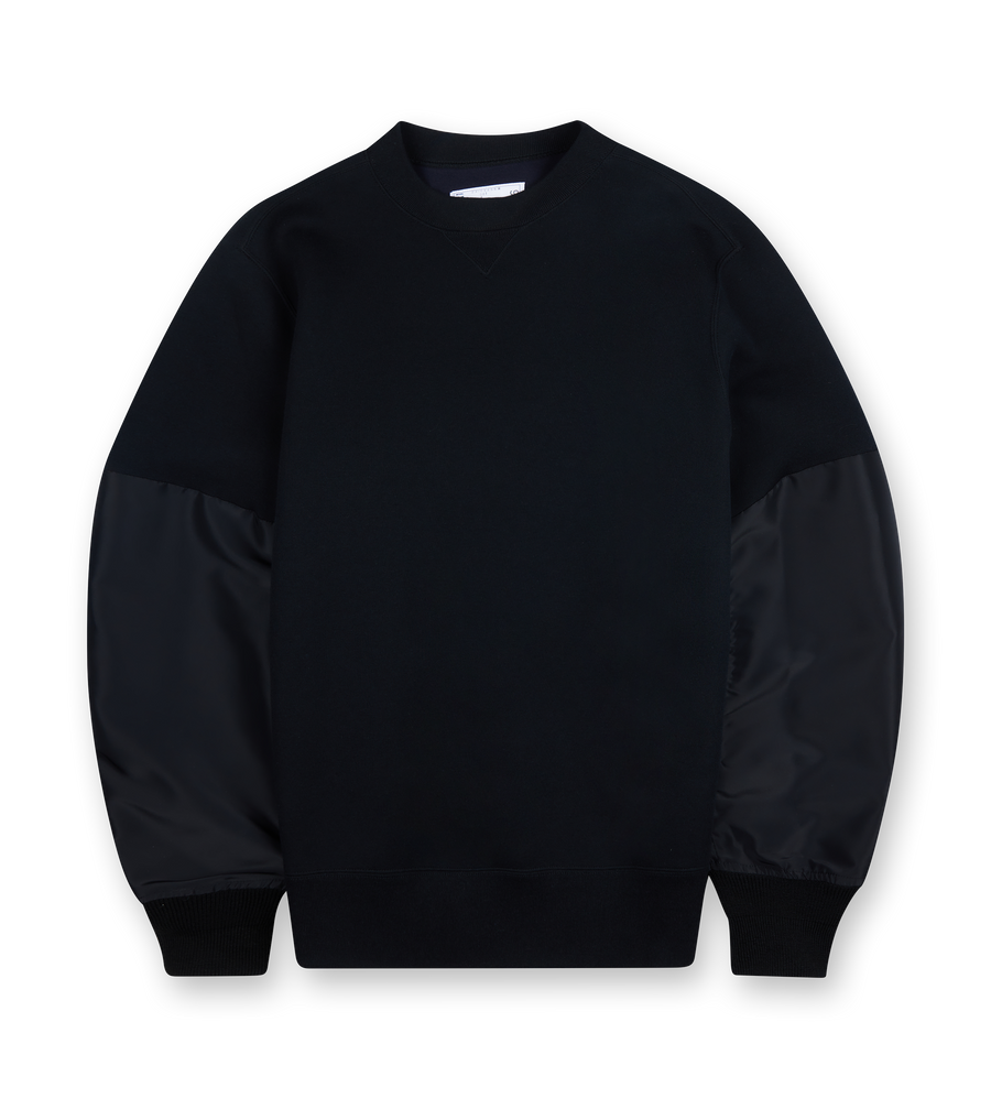 Nylon Twill x Sponge Sweat Pullover Black