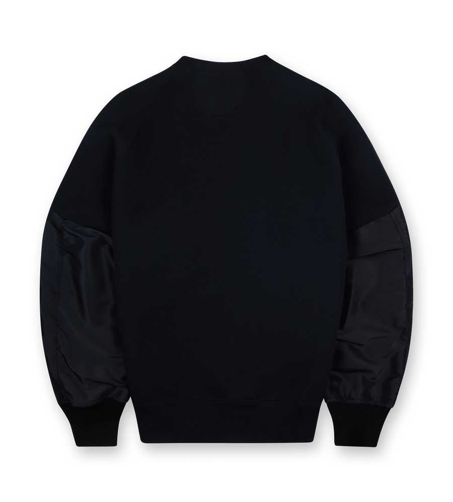 Nylon Twill x Sponge Sweat Pullover Black