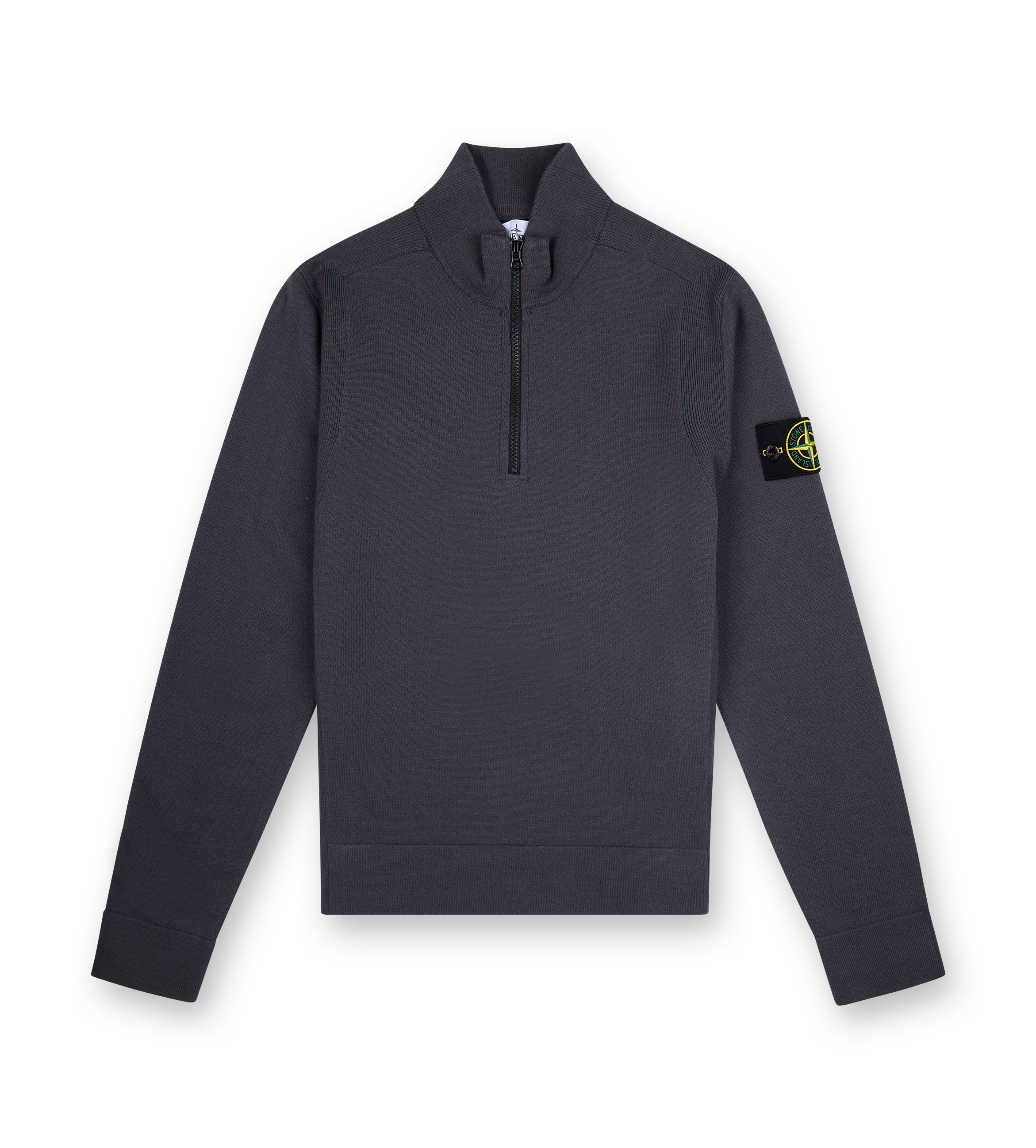 Knitted Half-Zip Lead Grey