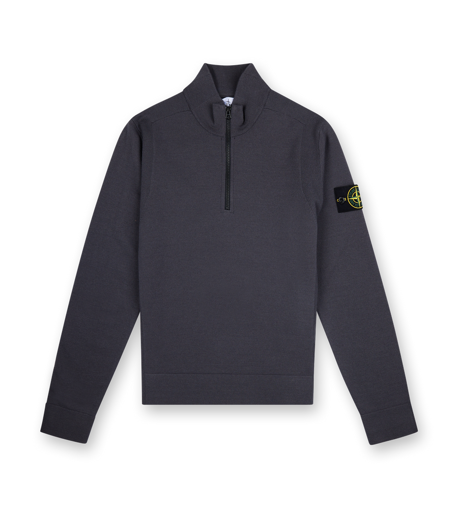 Knitted Half-Zip Lead Grey