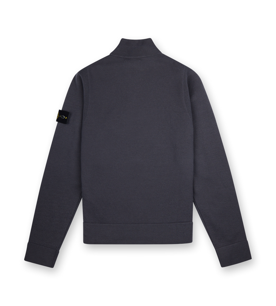 Knitted Half-Zip Lead Grey