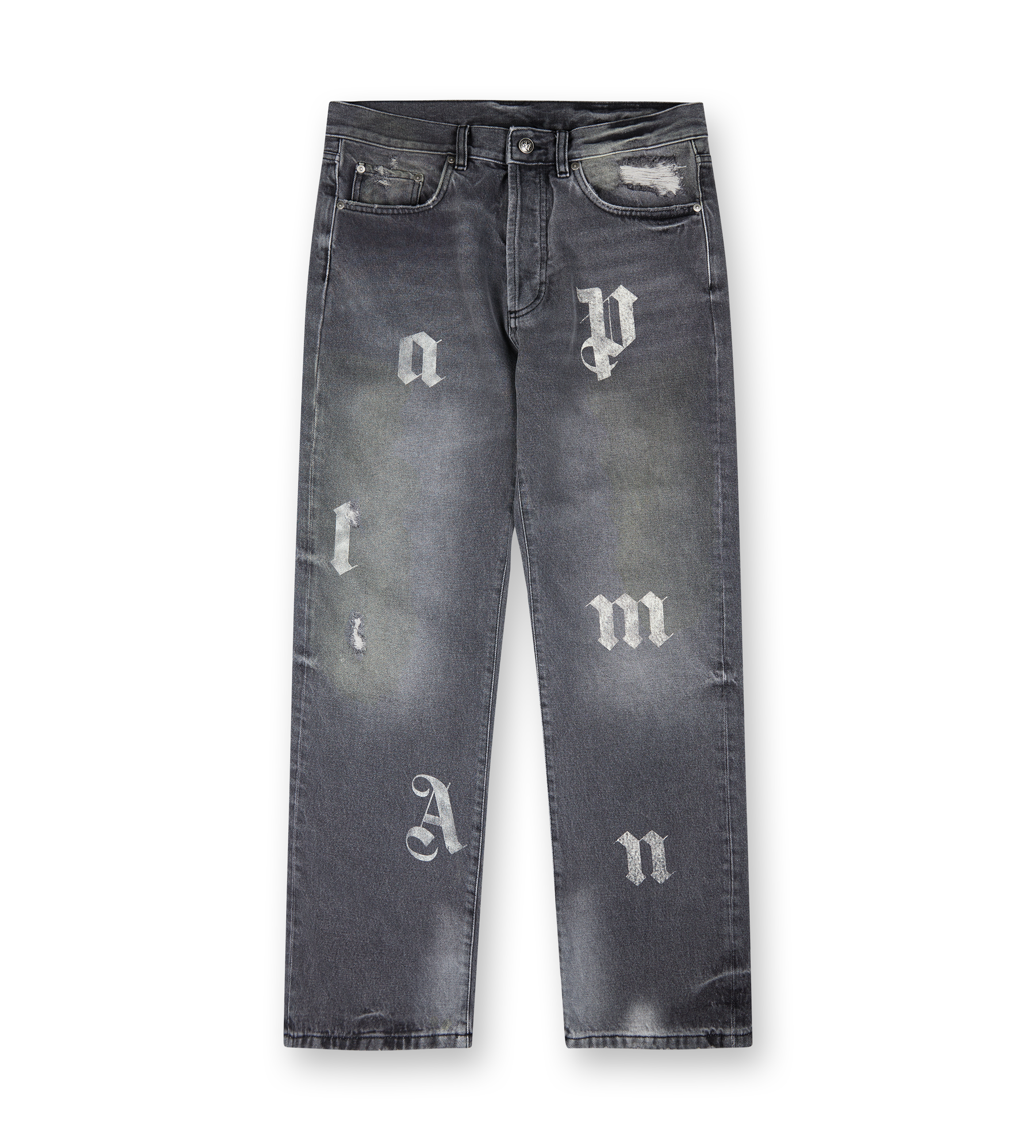 Logo Letters Jeans Black