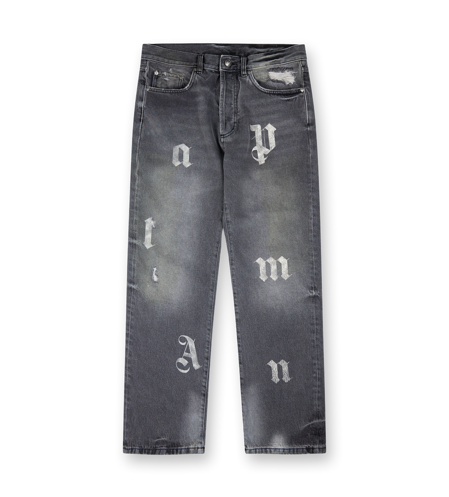 Logo Letters Jeans Black