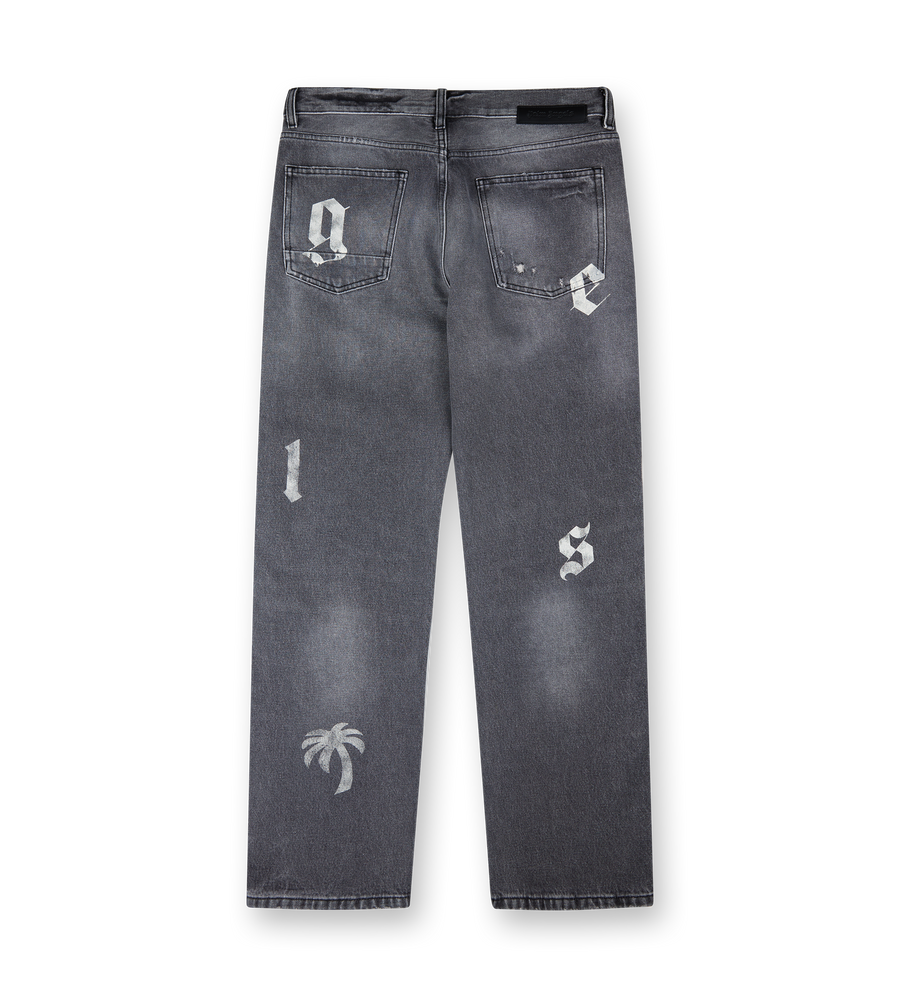 Logo Letters Jeans Black