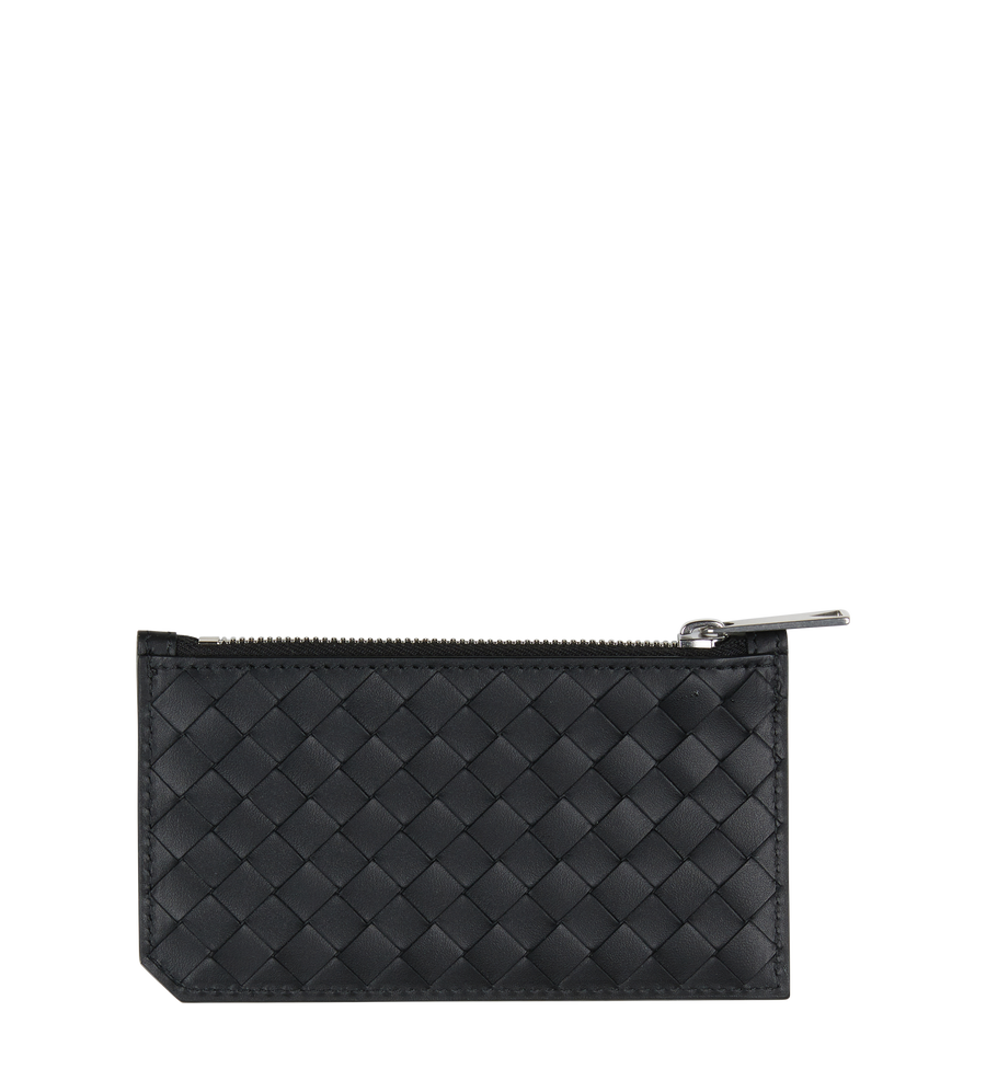 Intrecciato Piccolo Zipped Card Case Black