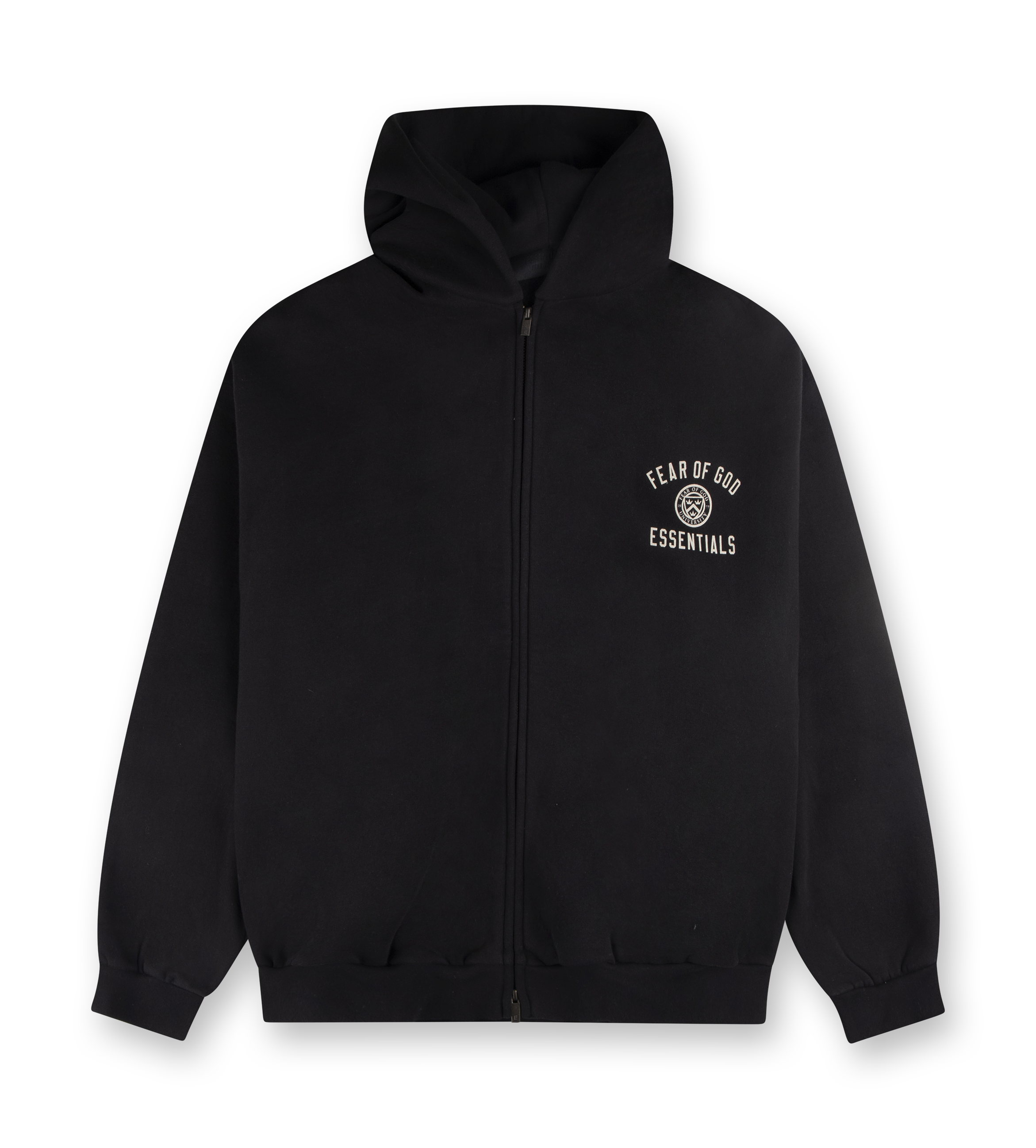 Heavy Fleece Full Zip-Up Hoodie Black