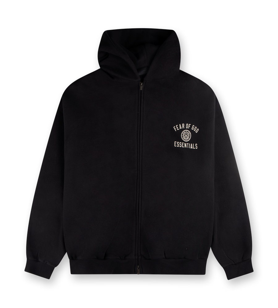 Heavy Fleece Full Zip-Up Hoodie Black