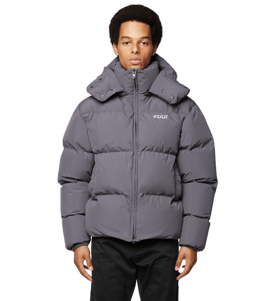 Logo Puffer Jacket Dark Grey FOUR Amsterdam