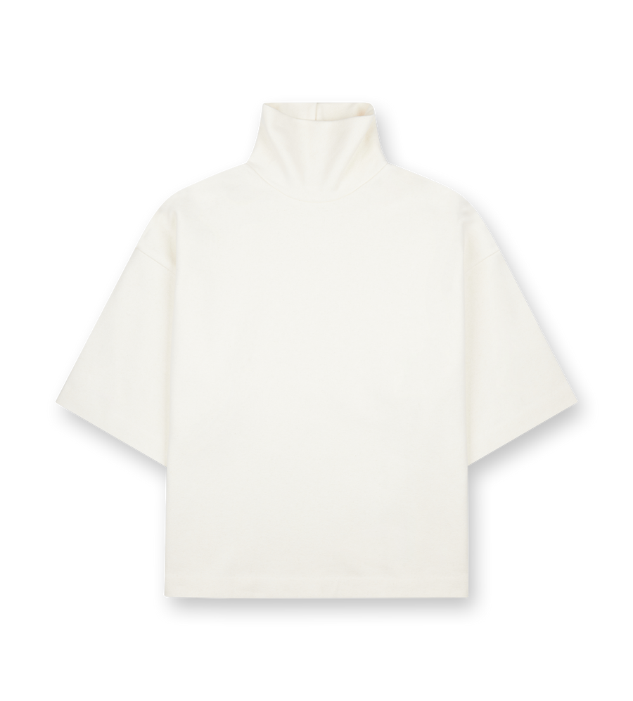 Cotton Wool High Neck Shirt Cream