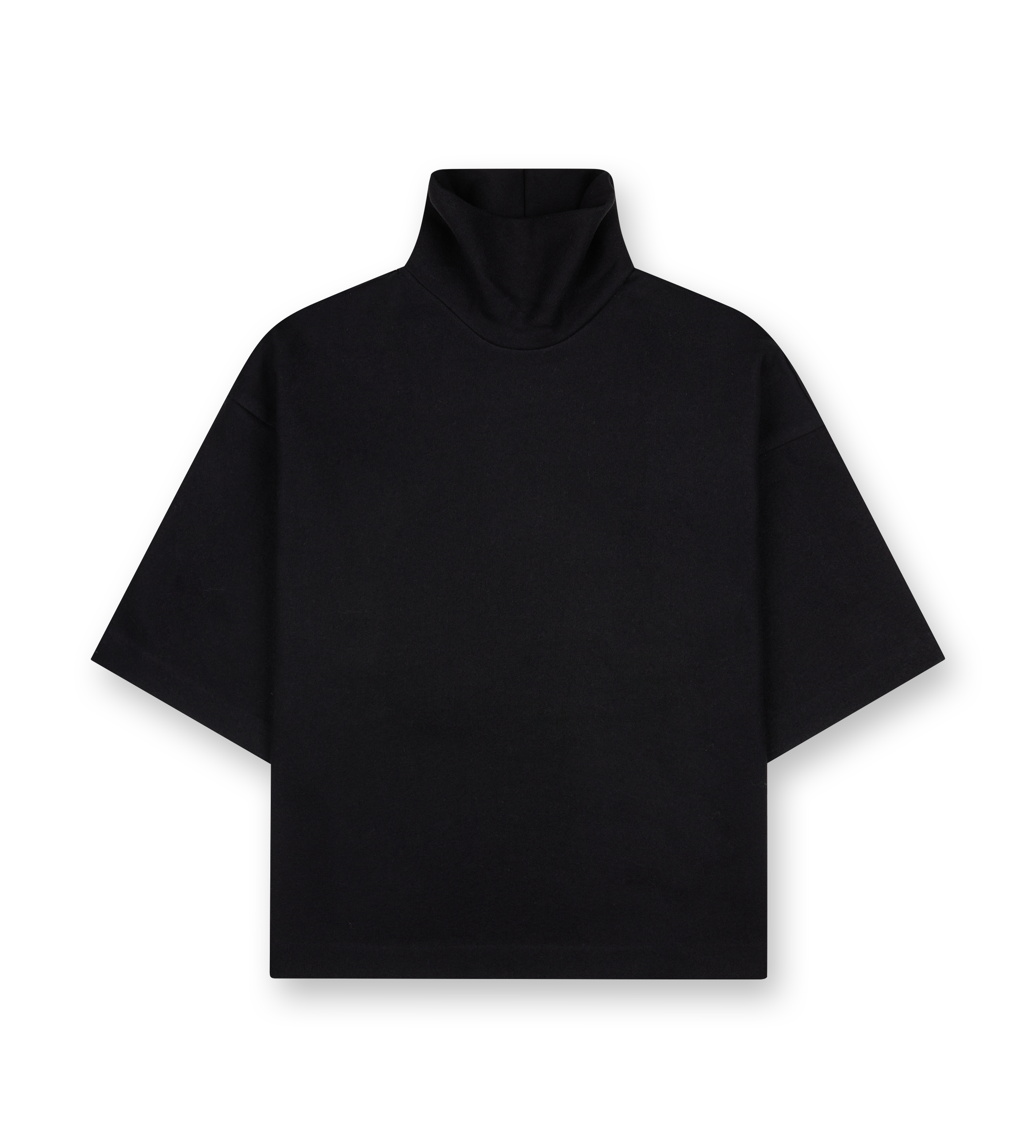 Cotton Wool High Neck Shirt Black