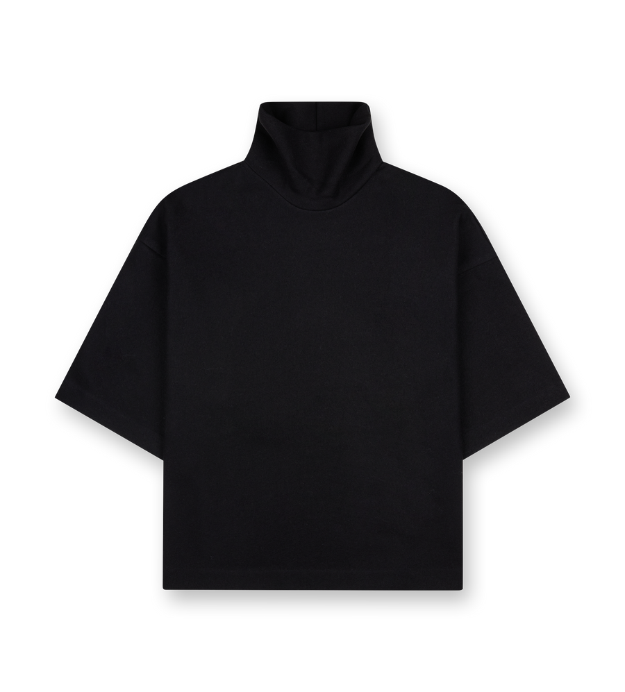 Cotton Wool High Neck Shirt Black