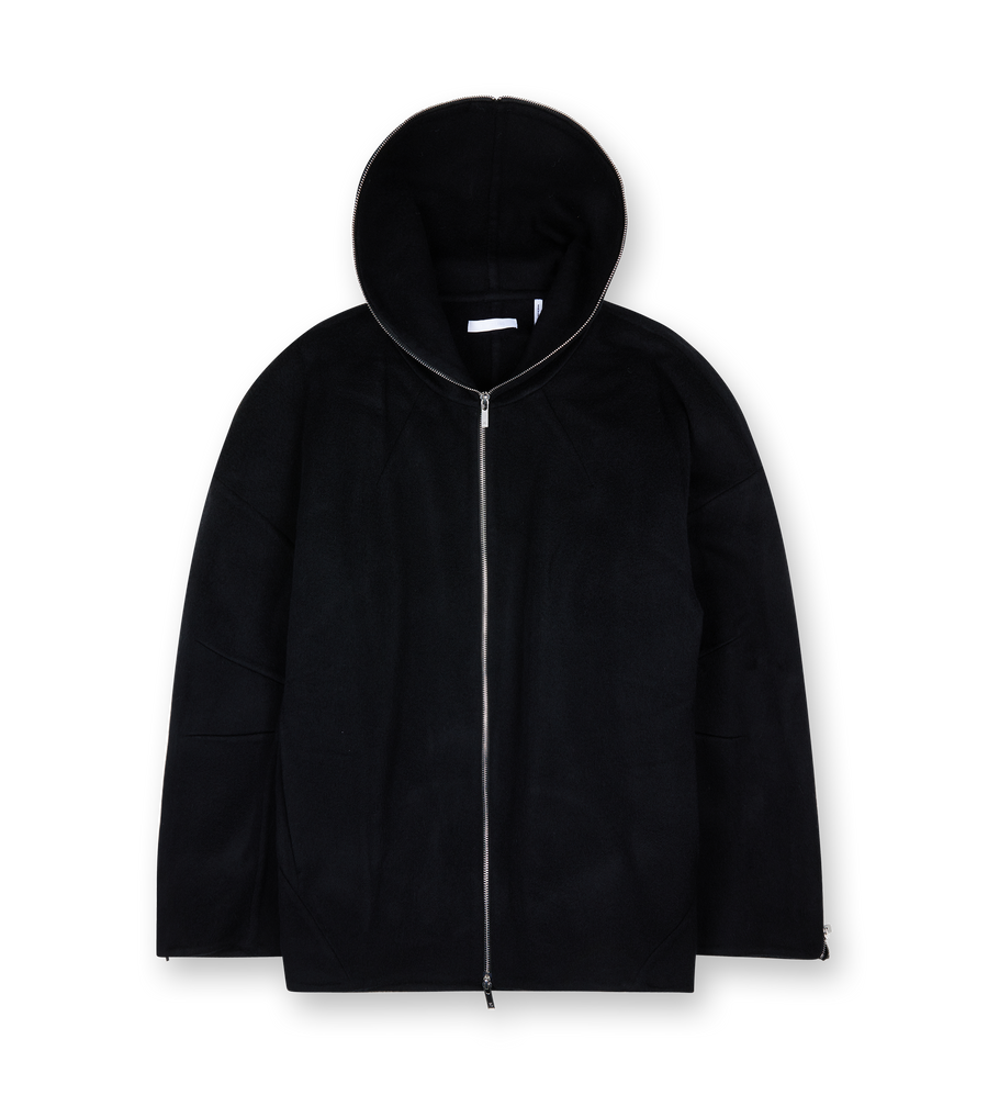 Double-Faced Cocoon Zip-up Black