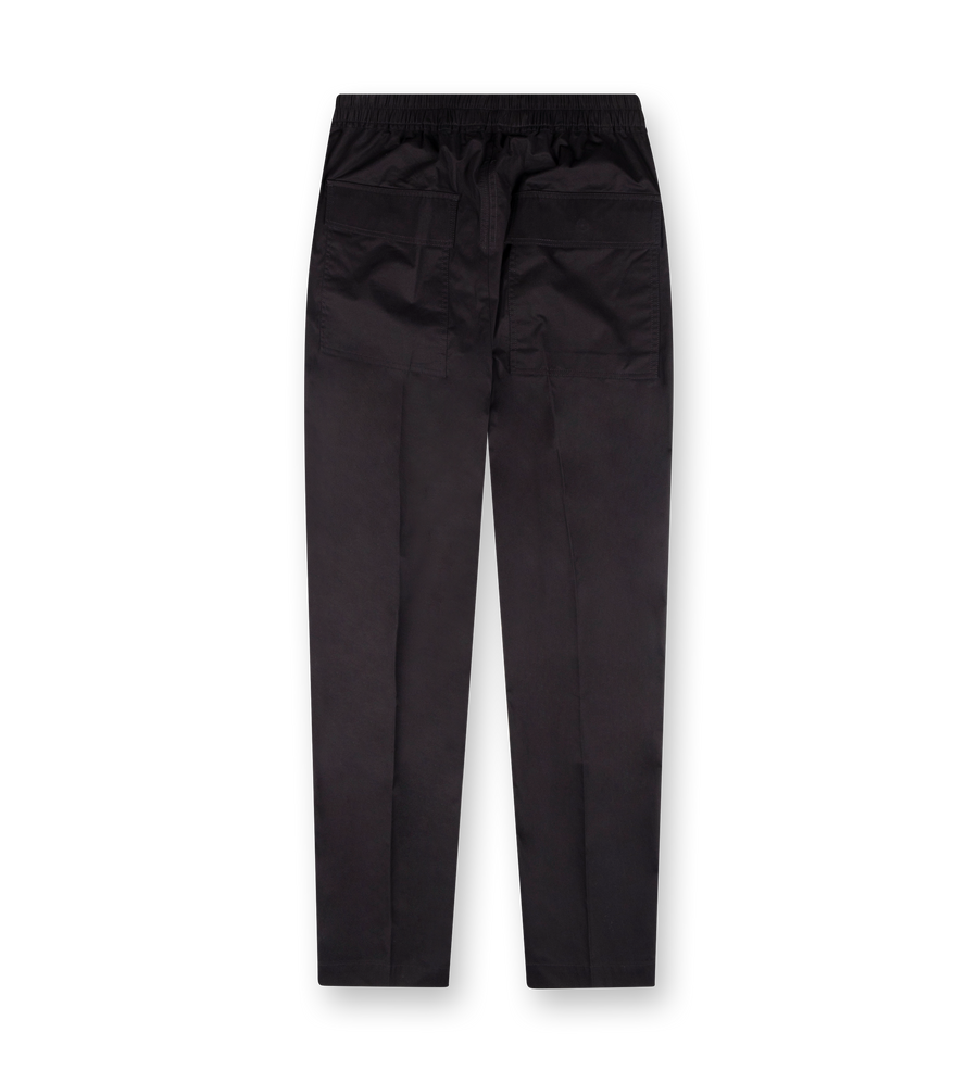 Cotton Drawstring Slim Long Pants Black