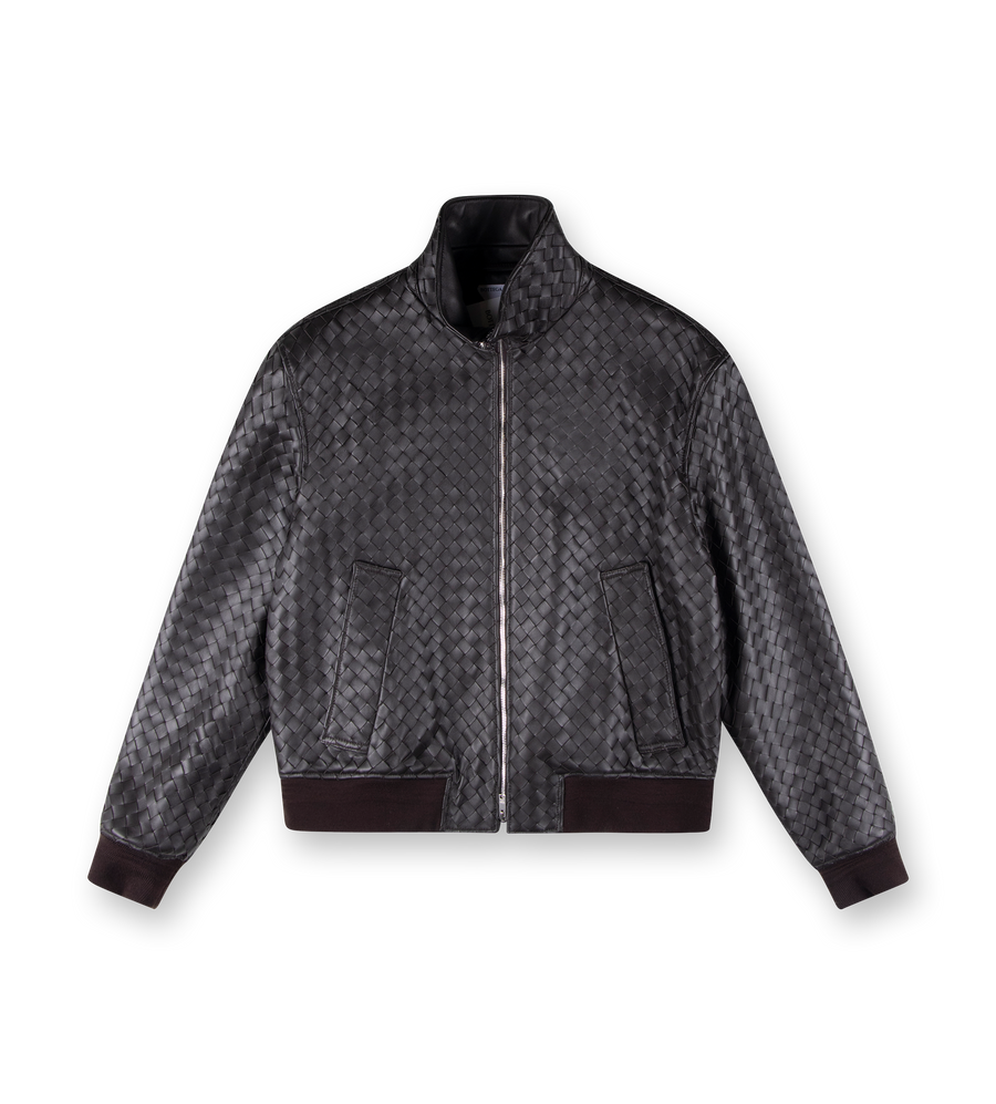 Intrecciato Leather Blouson Fondant