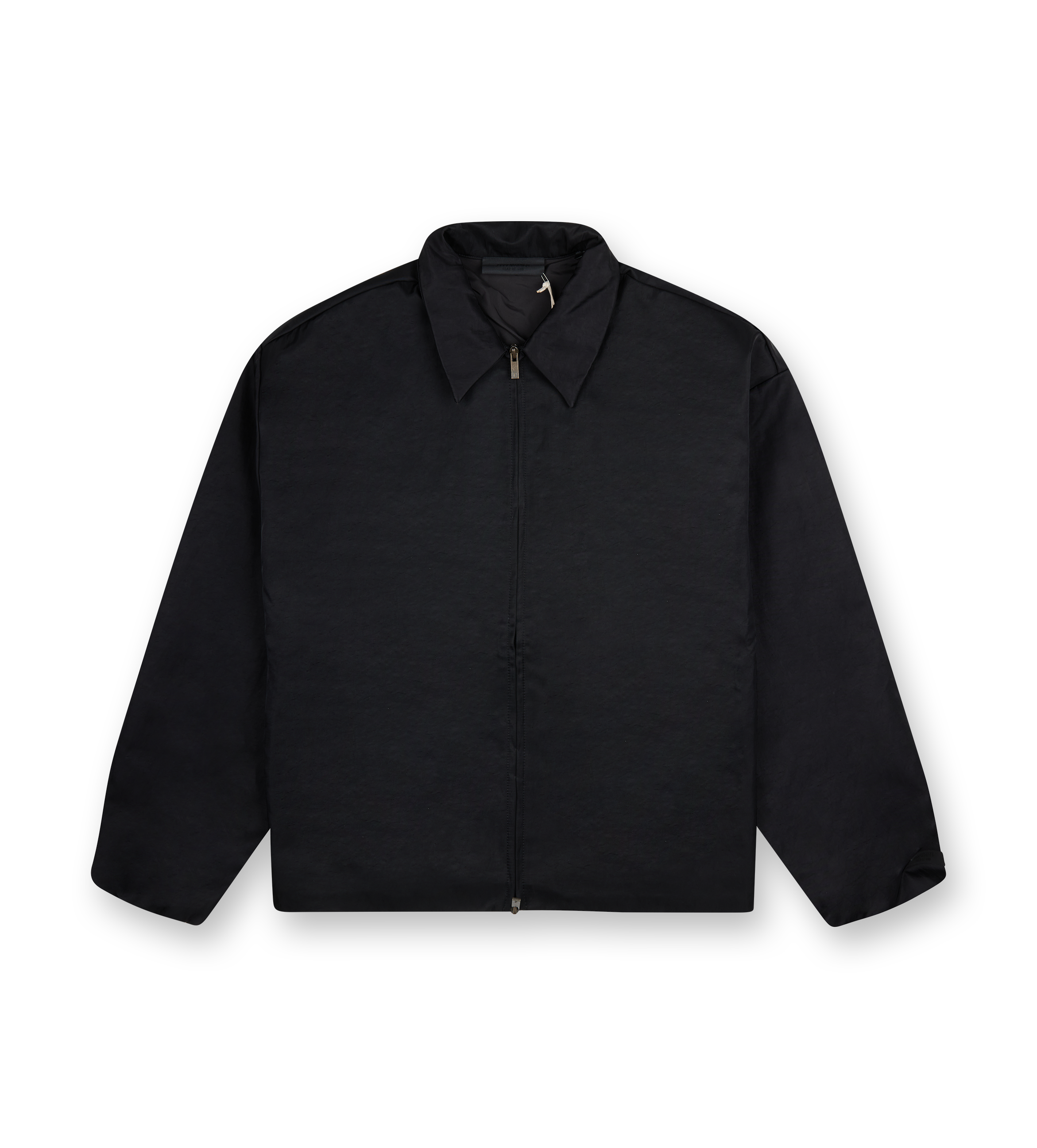 Textured Nylon Trucker Jacket Black