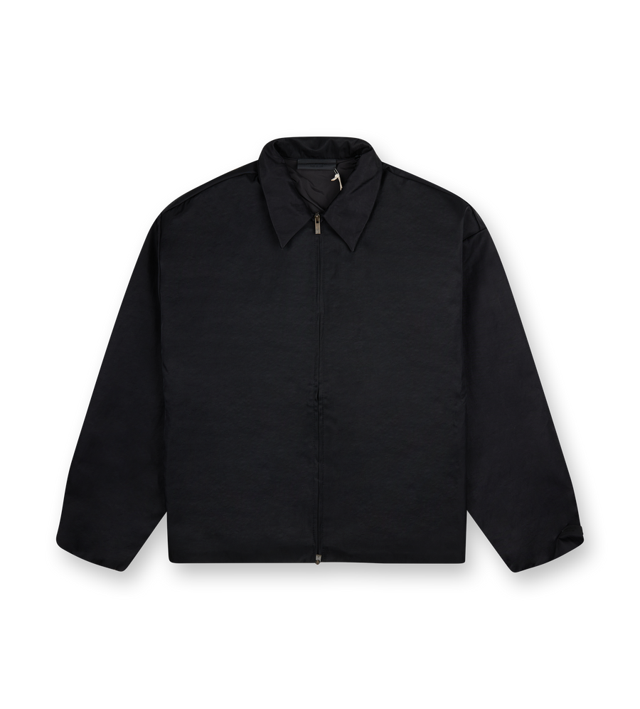 Textured Nylon Trucker Jacket Black