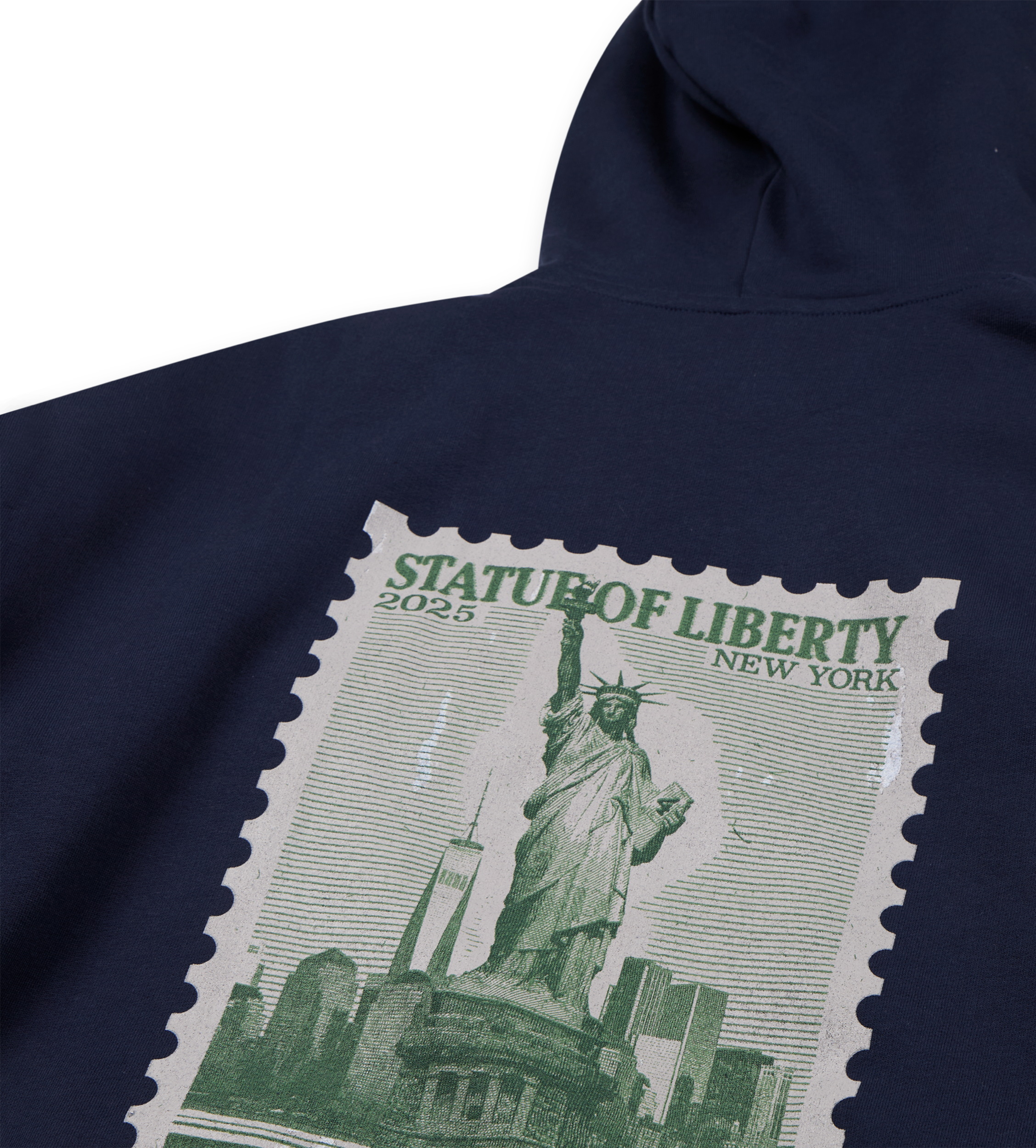 NY Stamp Statue of Liberty Hoodie Marine Blue