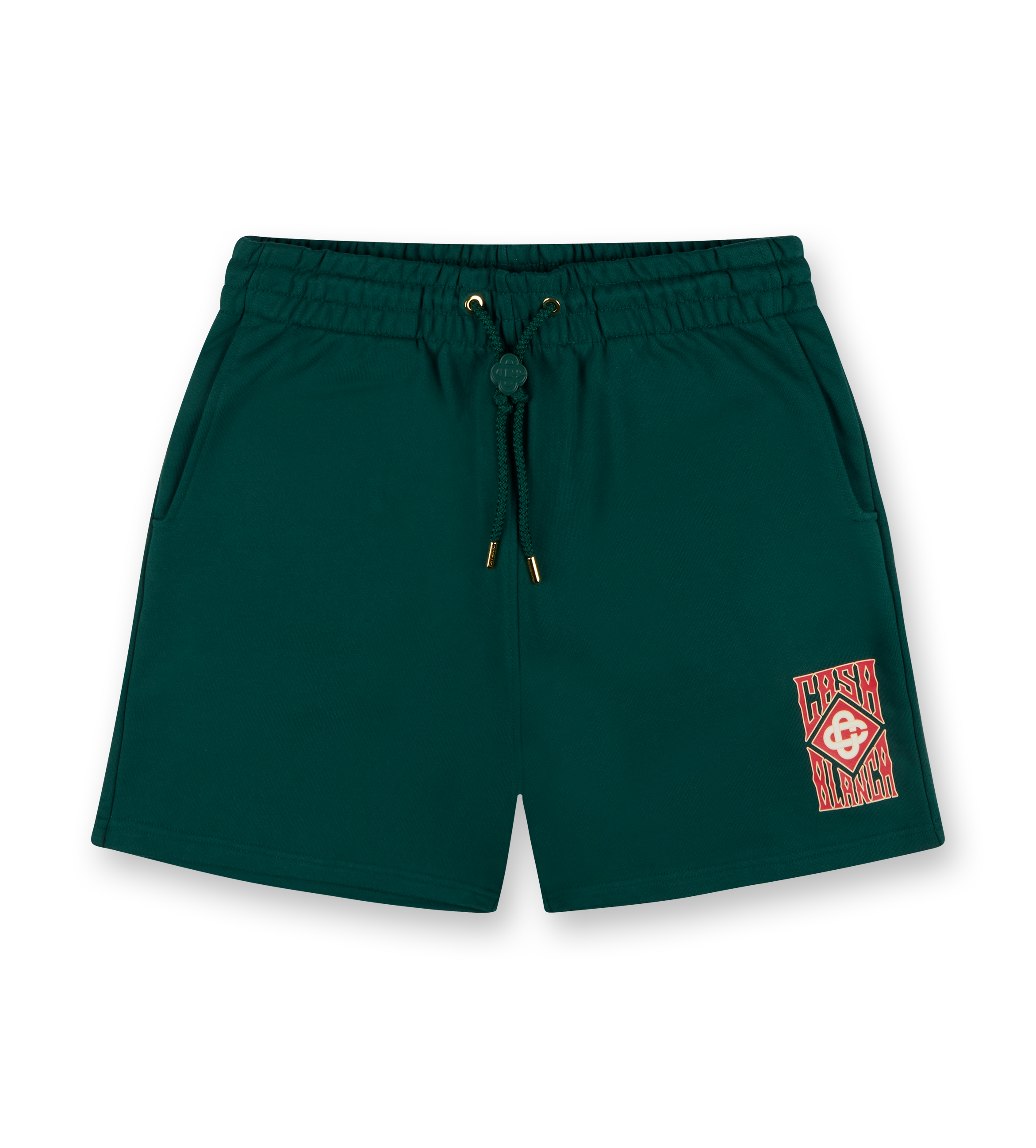 Gothic Stacked Logo Screen Printed Sweatshorts Green