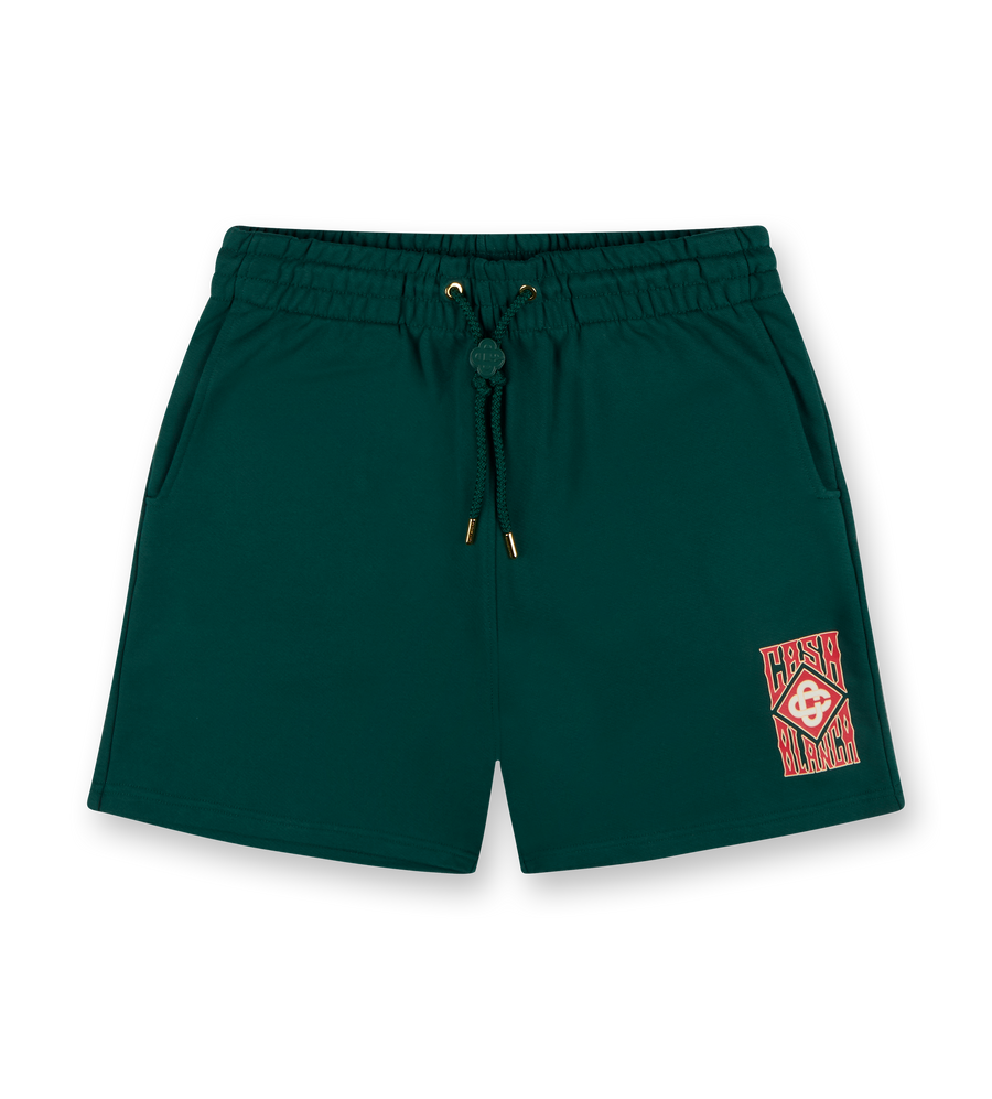 Gothic Stacked Logo Screen Printed Sweatshorts Green