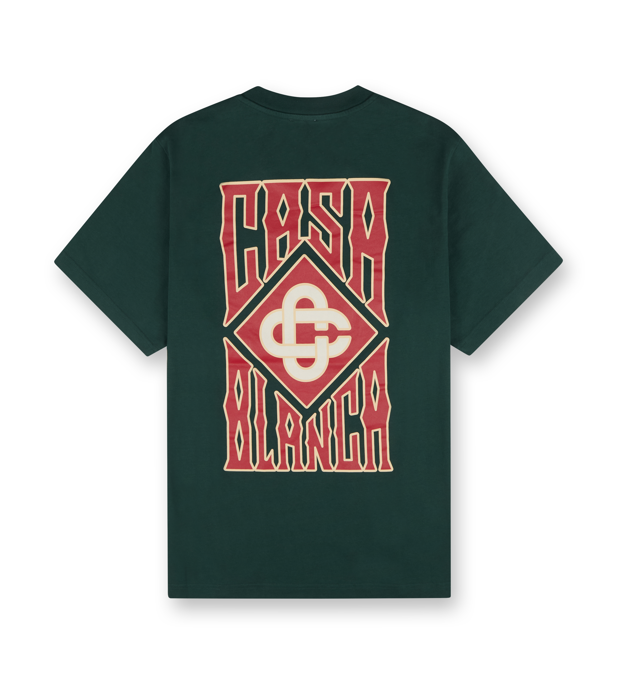 Gothic Stacked Logo Screen Printed T-shirt Green