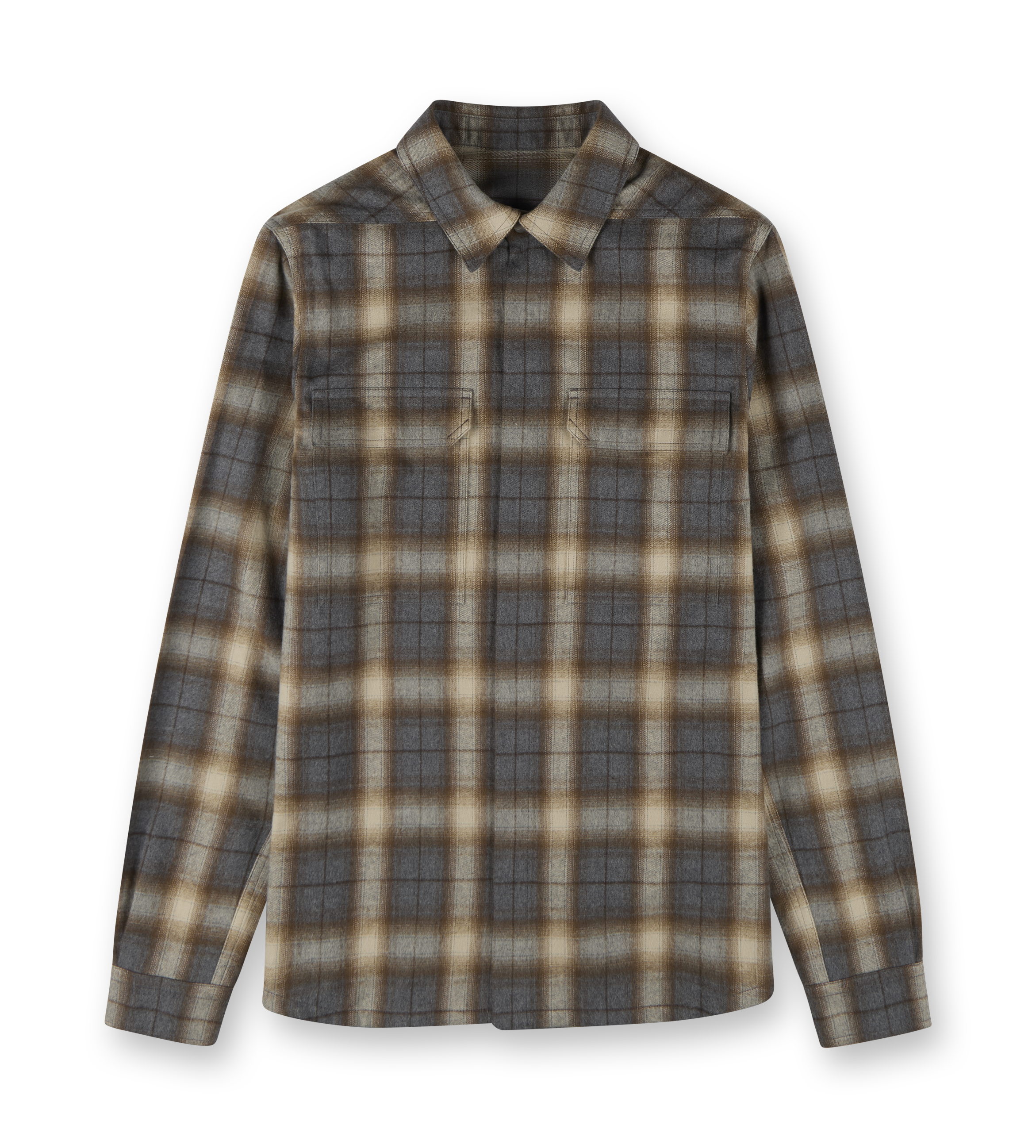 Woven Flannel Outershirt Shirt Grey Plaid