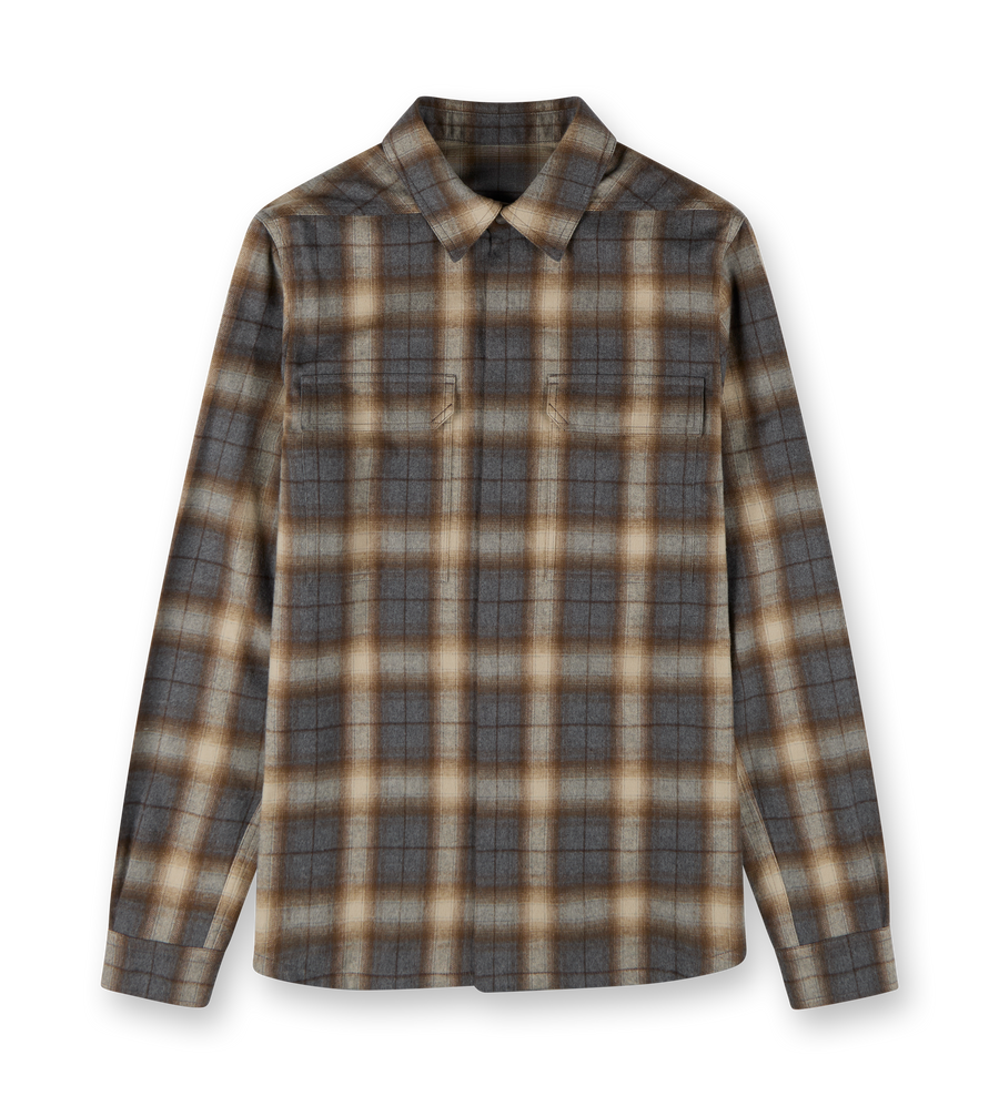 Woven Flannel Outershirt Shirt Grey Plaid