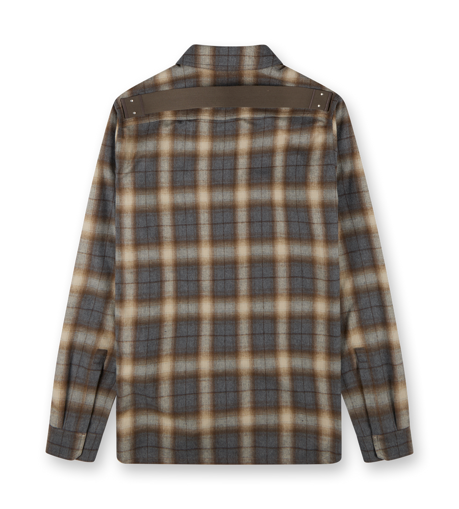 Woven Flannel Outershirt Shirt Grey Plaid