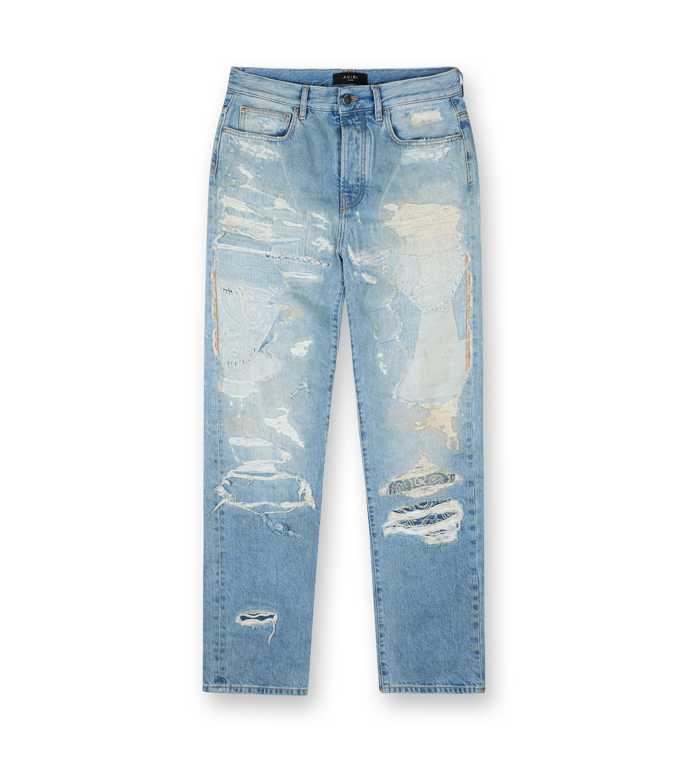 Repaired Straight Jean Antique Indigo