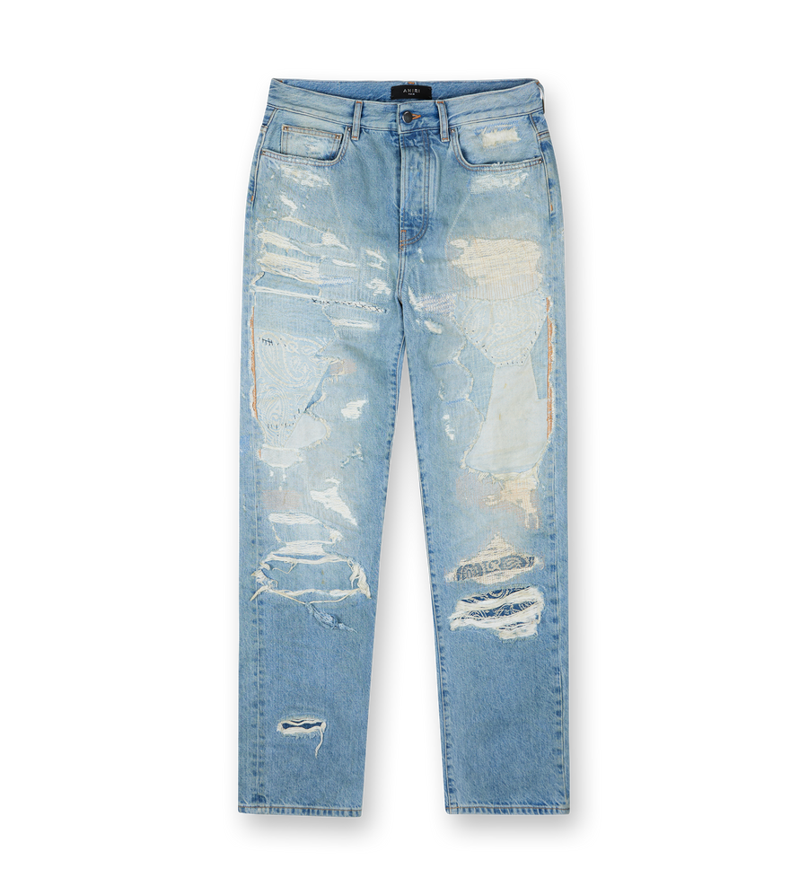 Repaired Straight Jean Antique Indigo