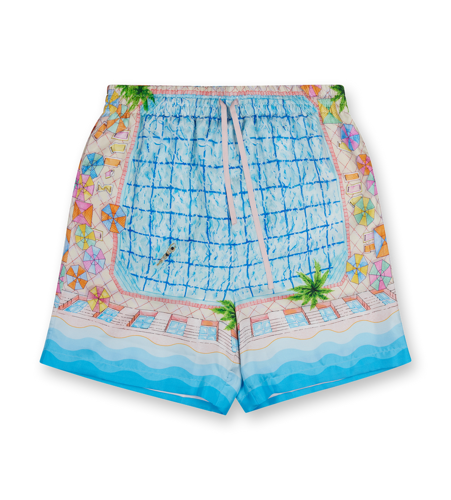 Le Plongeon Silk Shorts Blue