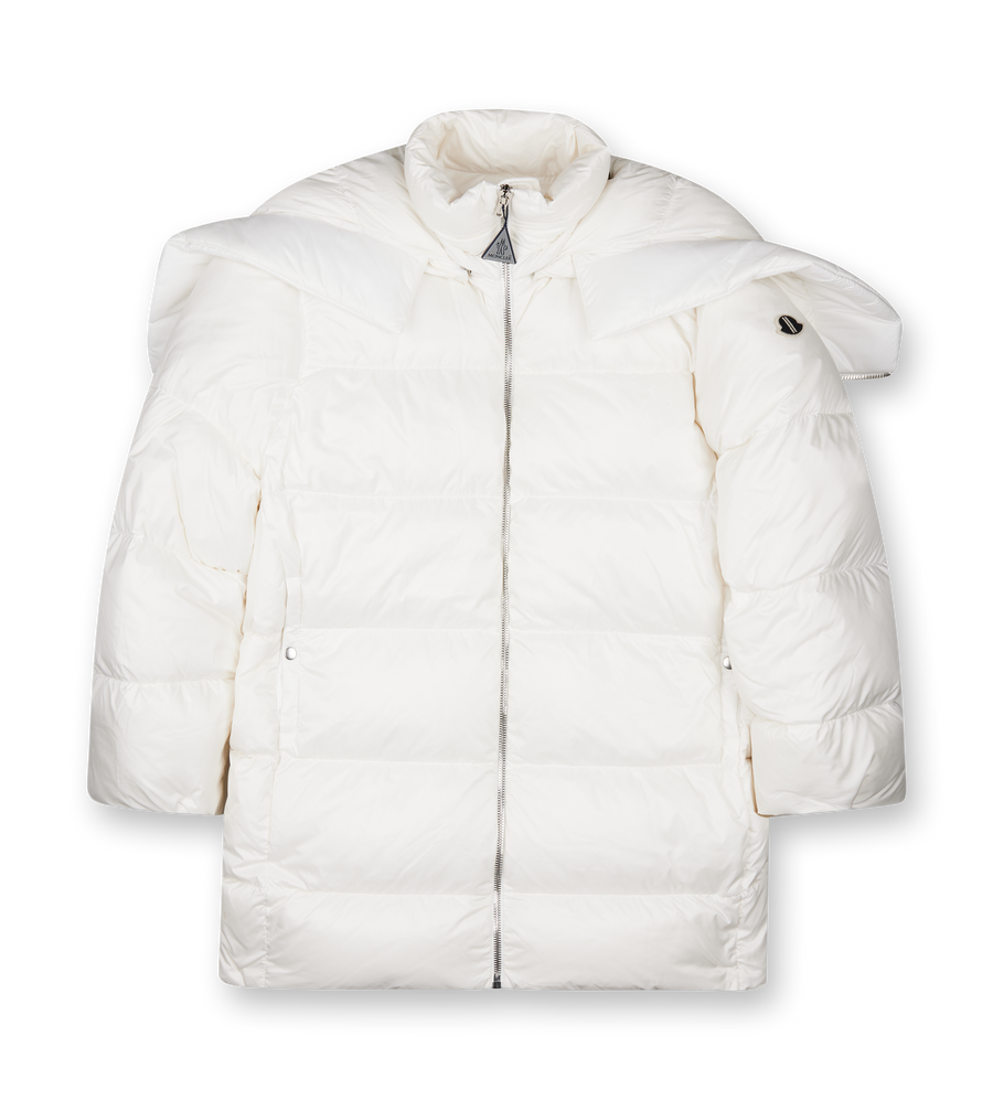 Moncler x Rick Owens Cyclopic Hooded Long Down Jacket Milk