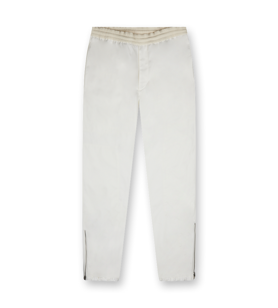 Embroidered Logo Cotton Trousers White