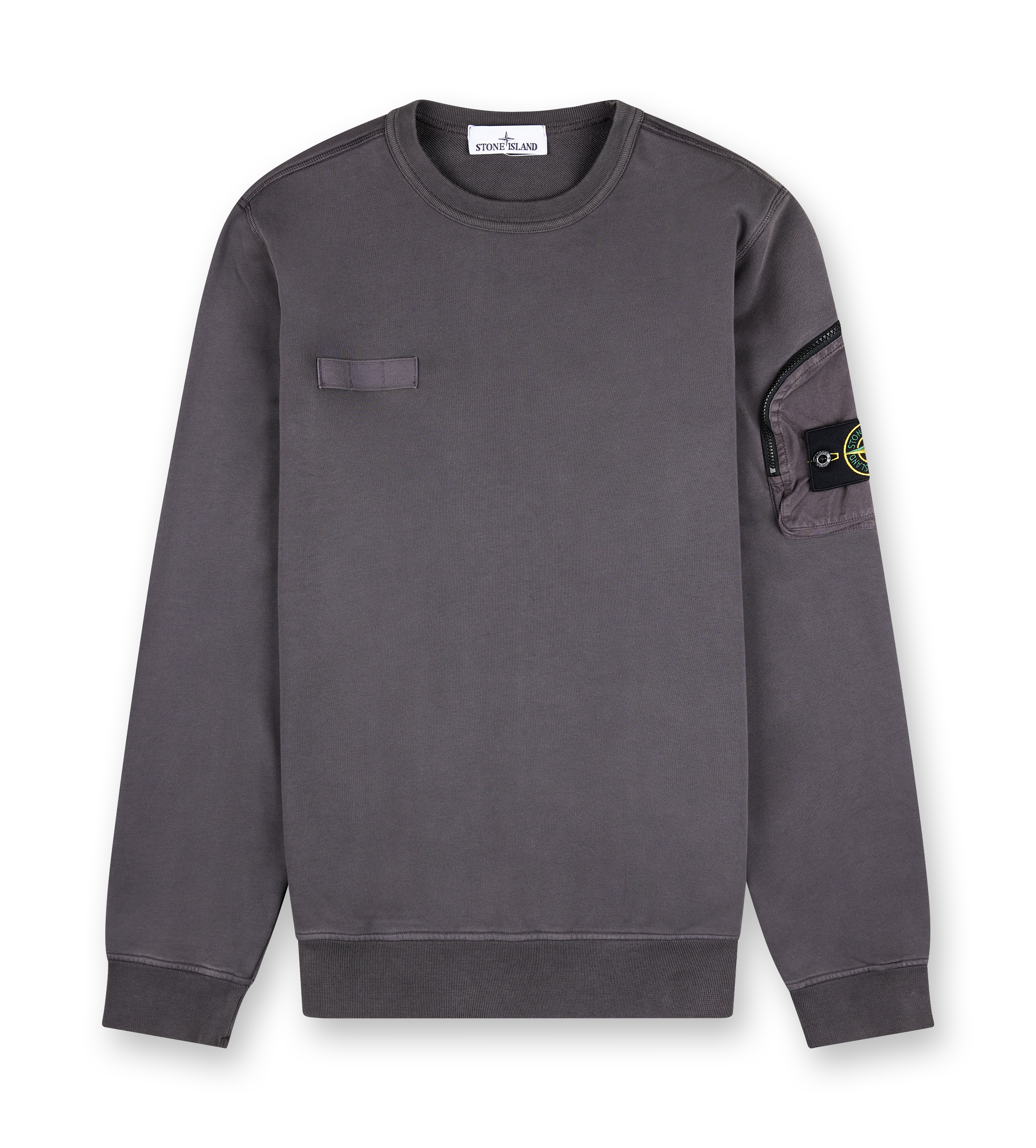 Crewneck Sweatshirt With Zip Sleeve Charcoal