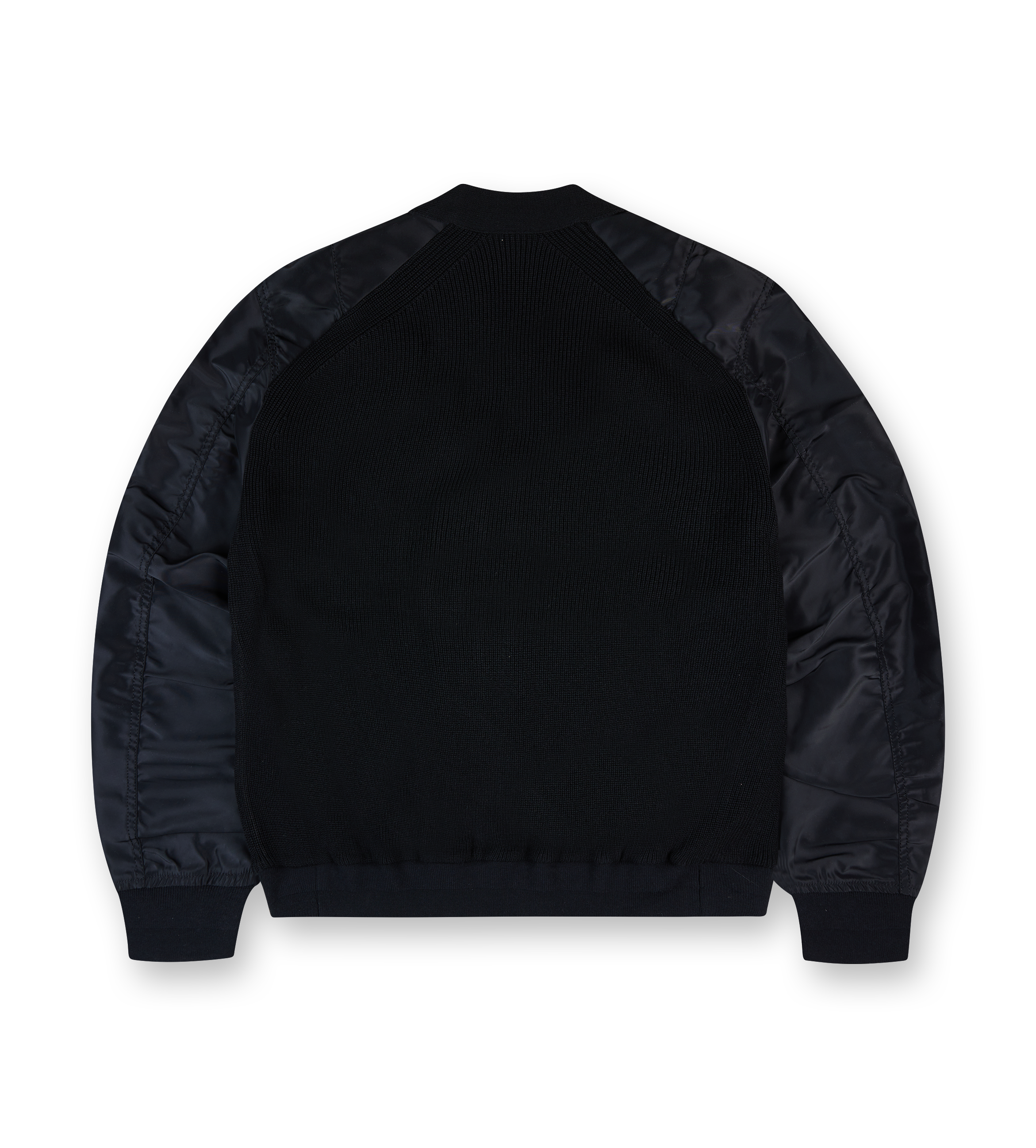 Nylon Twill x Knit Blouson Bomber Jacket Black