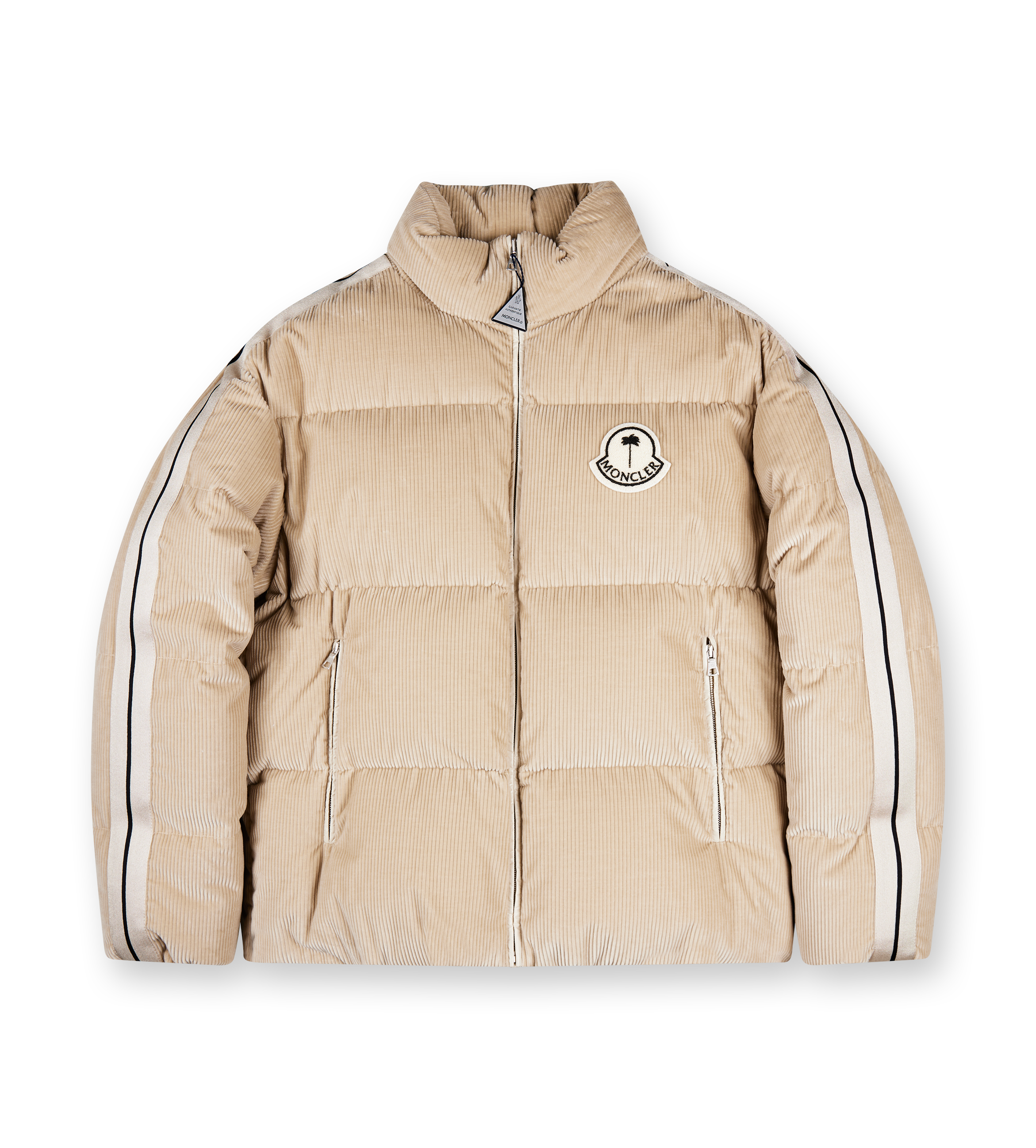 Moncler x Palm Angels Abrolhos Corduroy Short Down Jacket Beige