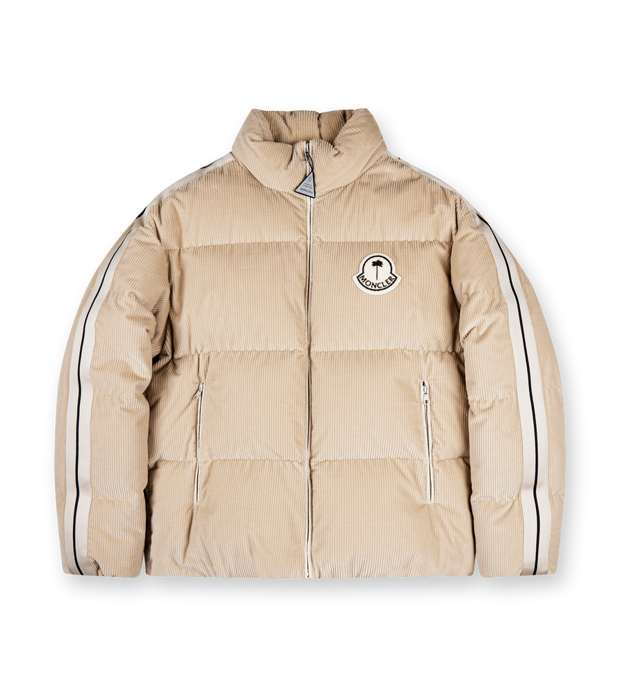 Moncler x Palm Angels Abrolhos Corduroy Short Down Jacket Beige