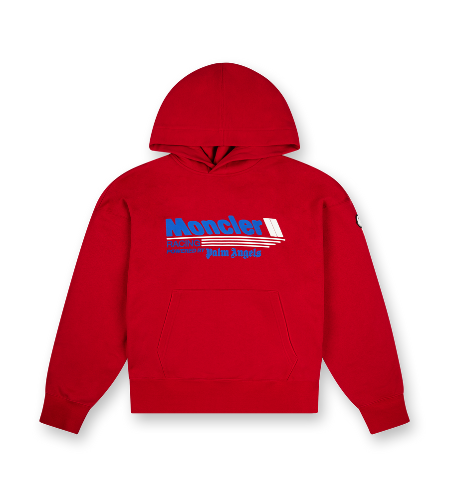 Moncler x Palm Angels Racing Logo Cotton Hoodie Red