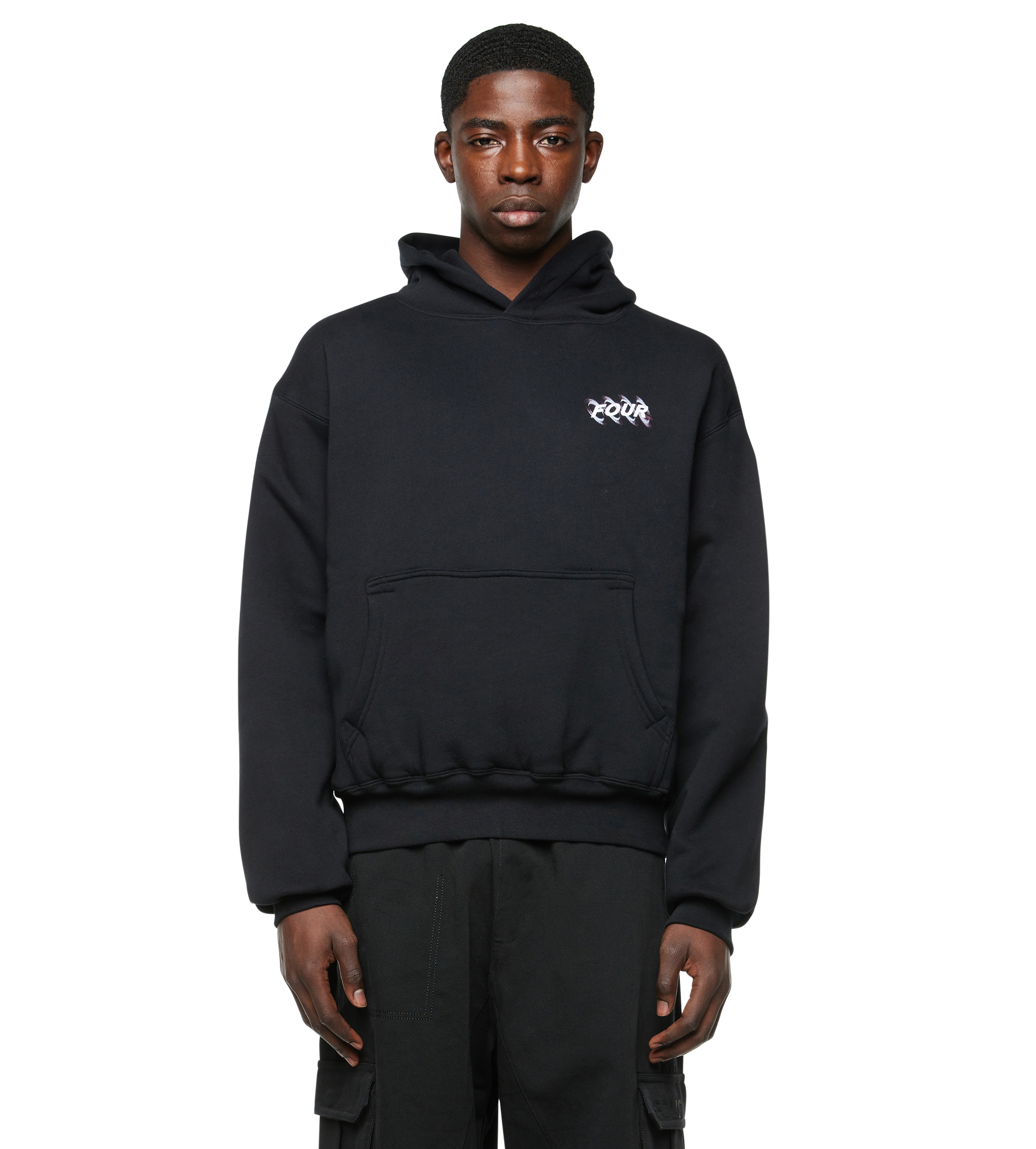 Blurry Circles Double Layered Hoodie Black