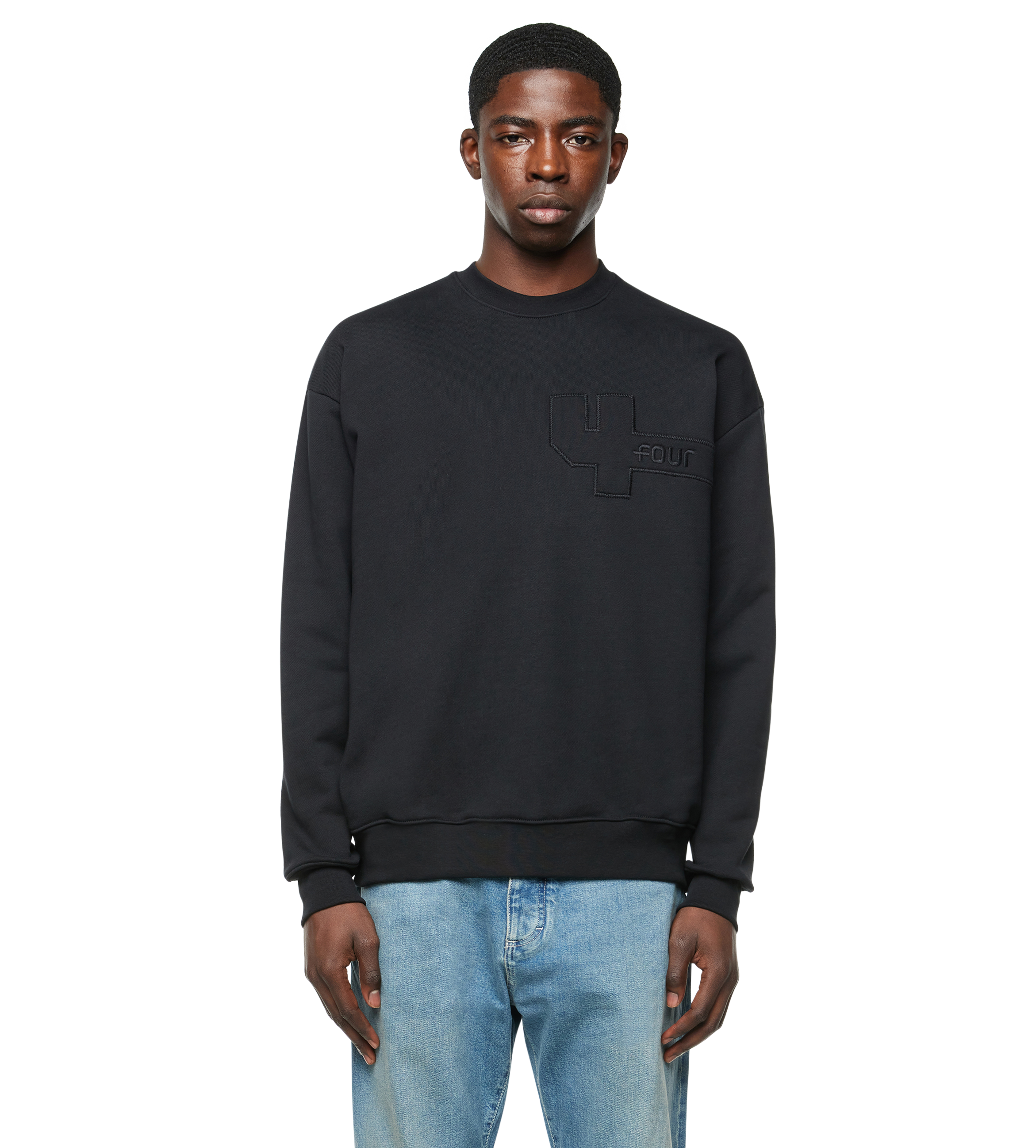 4 Patch Regular Crewneck Black