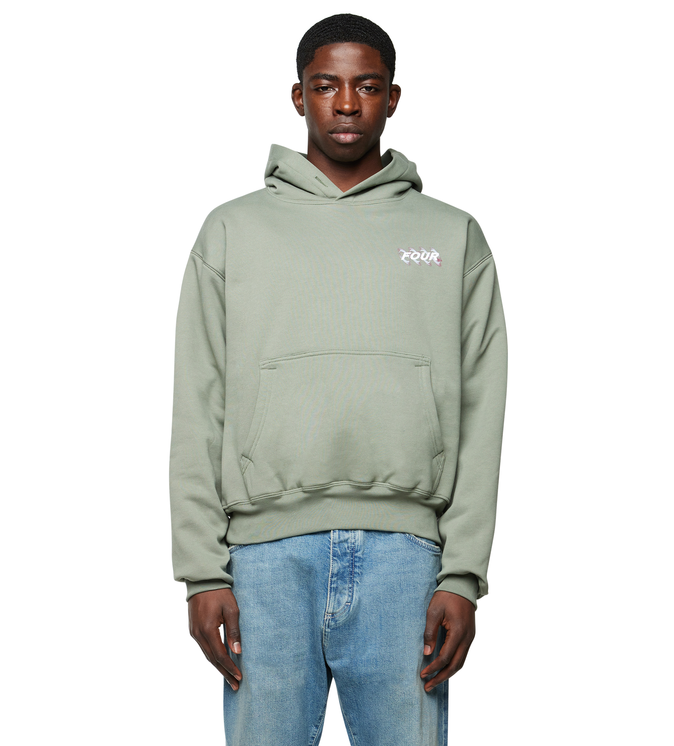 Blurry Circles Double Layered Hoodie Agave Green