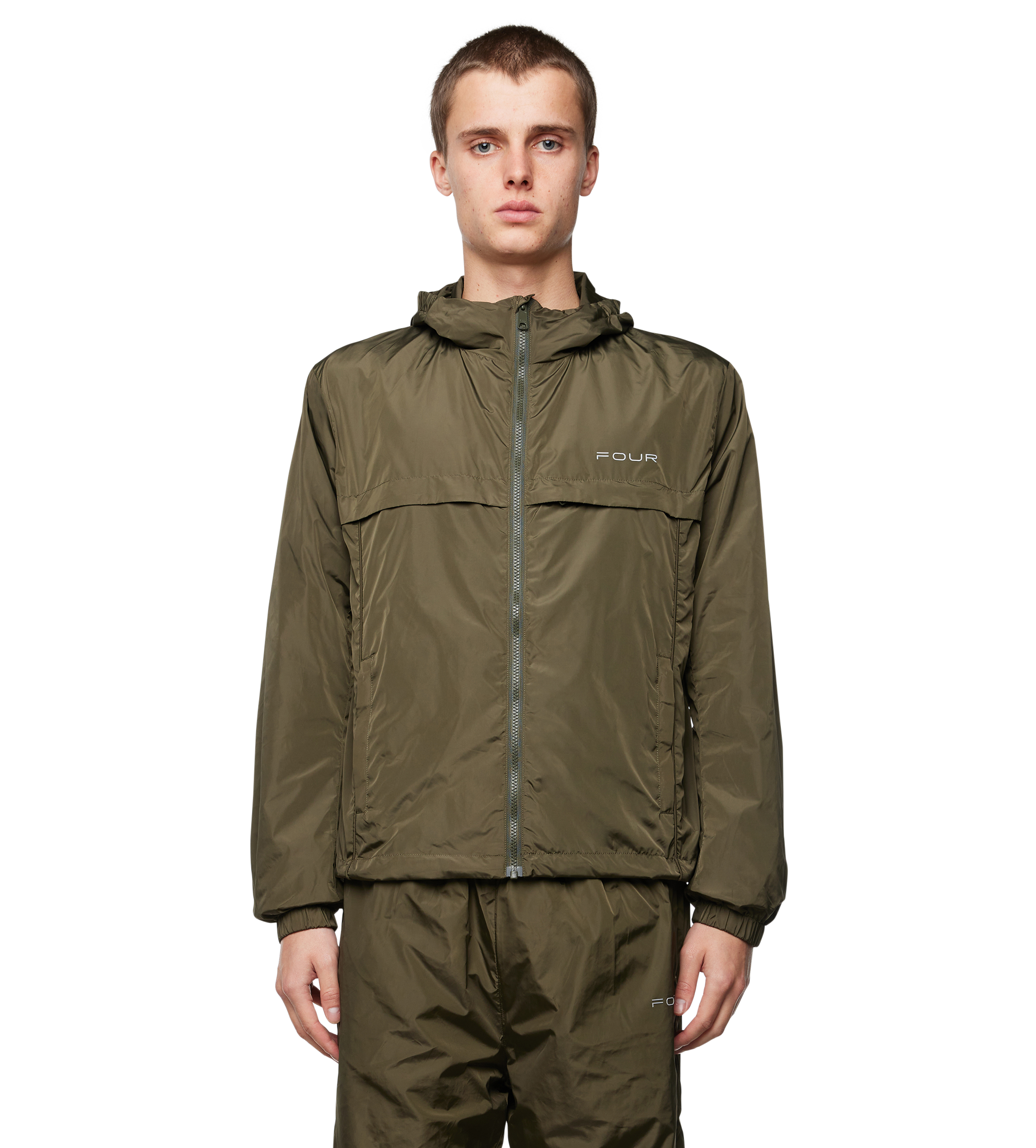 Sport Windbreaker Nylon Jacket Moss Green