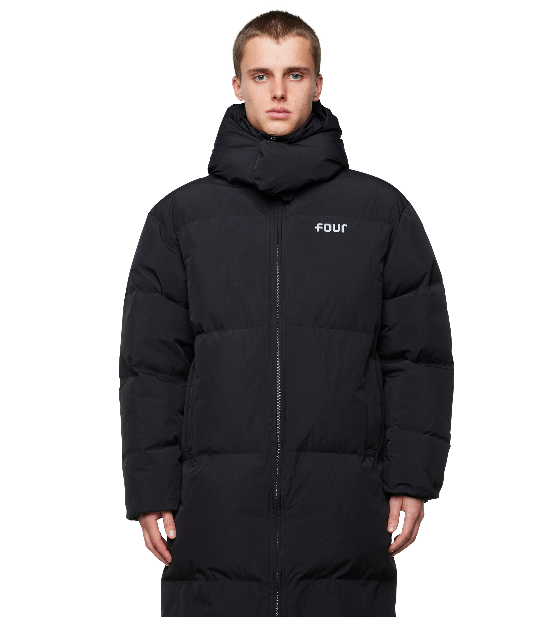 Long Logo Puffer Jacket Black